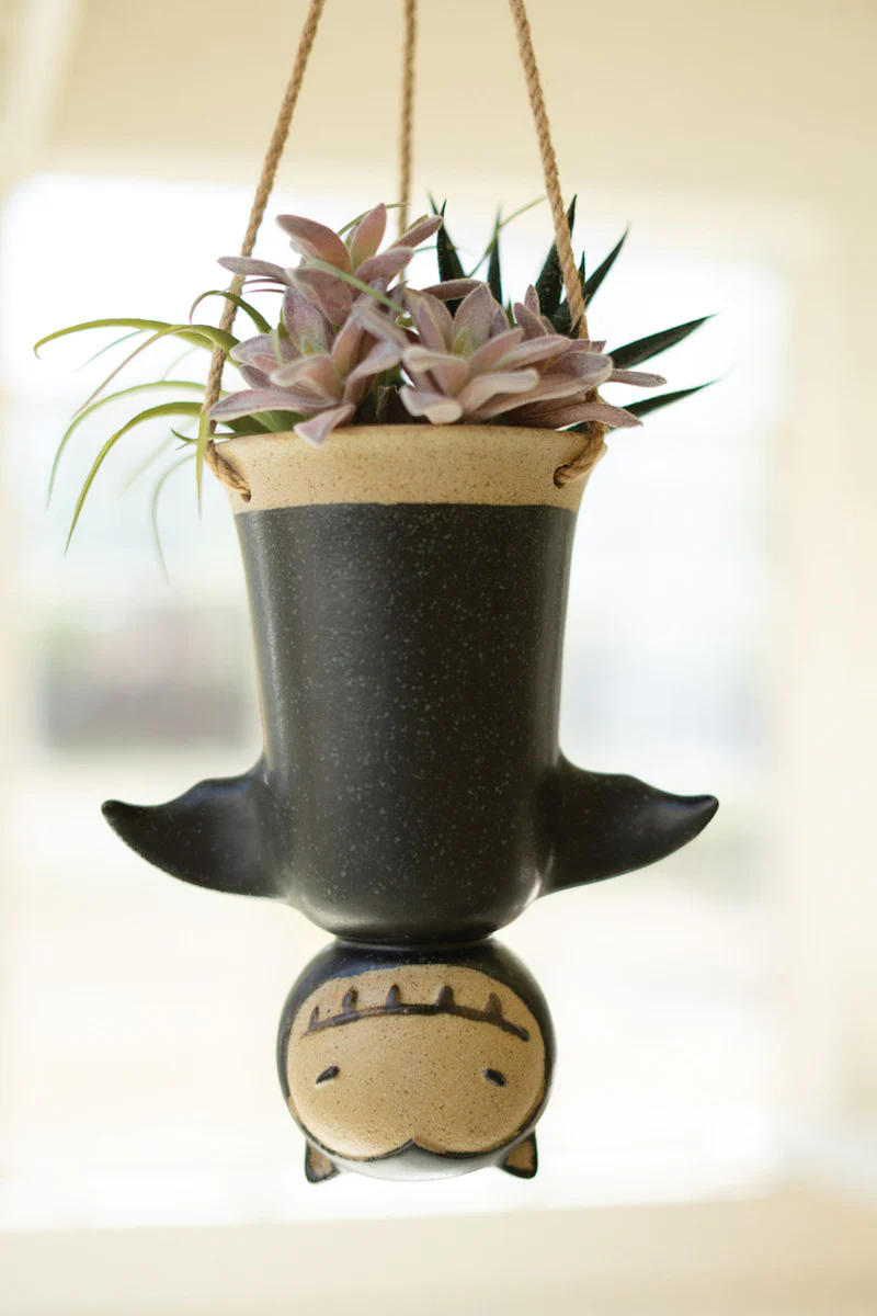 Ceramic Hanging Bat Planter By Kalalou - Image 2