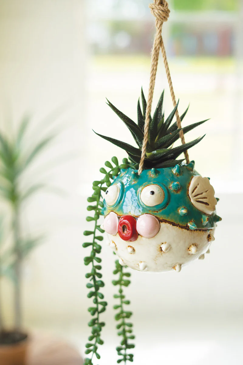 Ceramic Hanging Blowfish Planter (Min 2) By Kalalou - Image 2