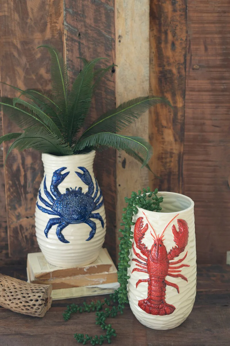 Ceramic Lobster Vase By Kalalou - Image 2