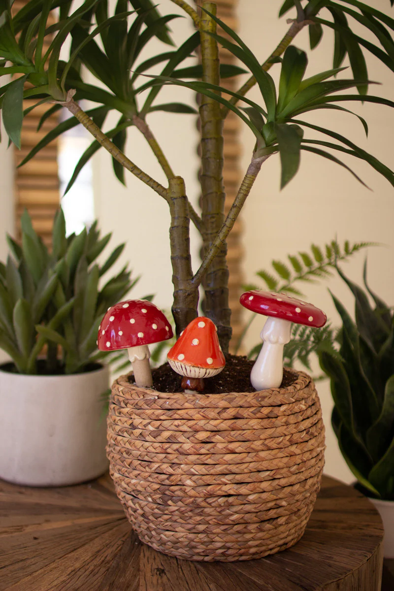 Ceramic Mushroom Plant Sticks Set Of 3 By Kalalou - Image 2