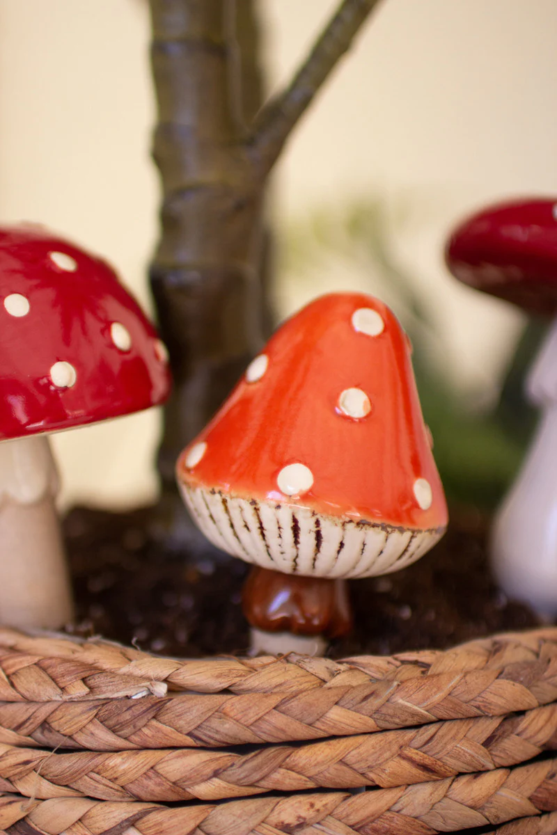 Ceramic Mushroom Plant Sticks Set Of 3 By Kalalou - Image 3
