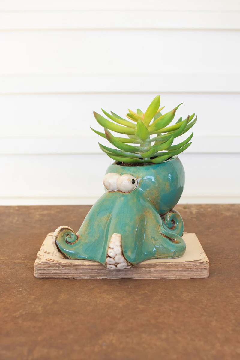 Ceramic Octopus Planter (Min 2) By Kalalou - Image 2