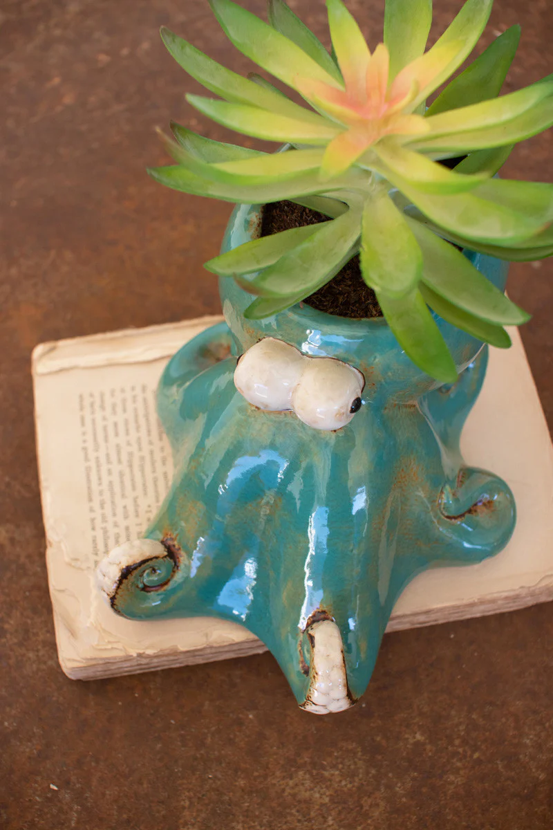 Ceramic Octopus Planter (Min 2) By Kalalou - Image 3