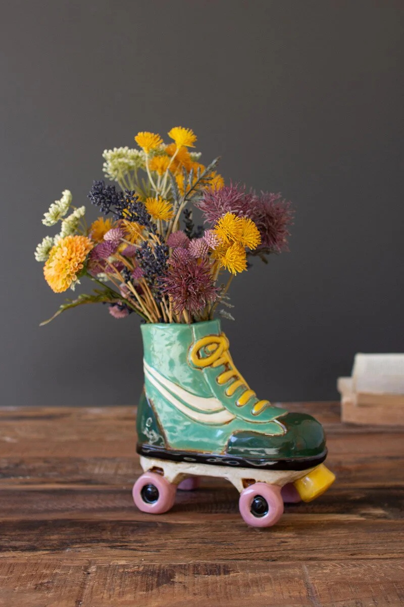 Ceramic Roller Skate Planter (Min 2) By Kalalou - Image 2