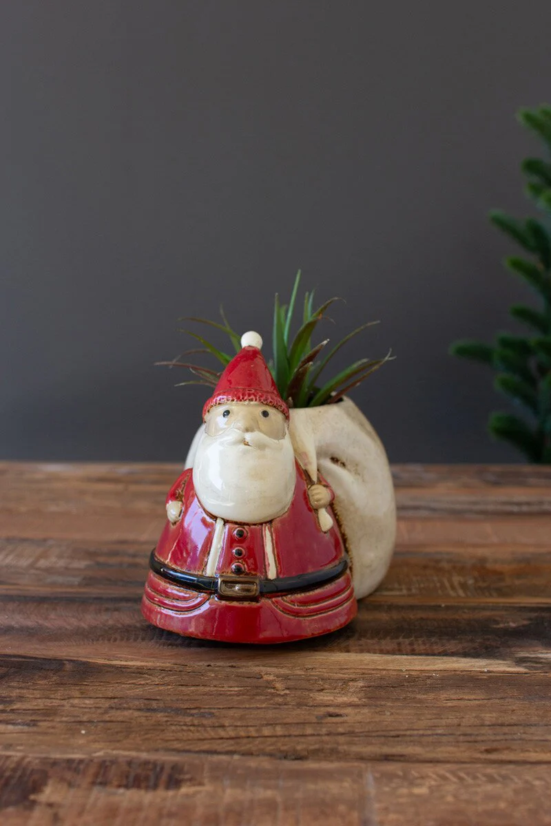 Ceramic Santa With Toy Sack Planter (Min 2) By Kalalou - Image 2