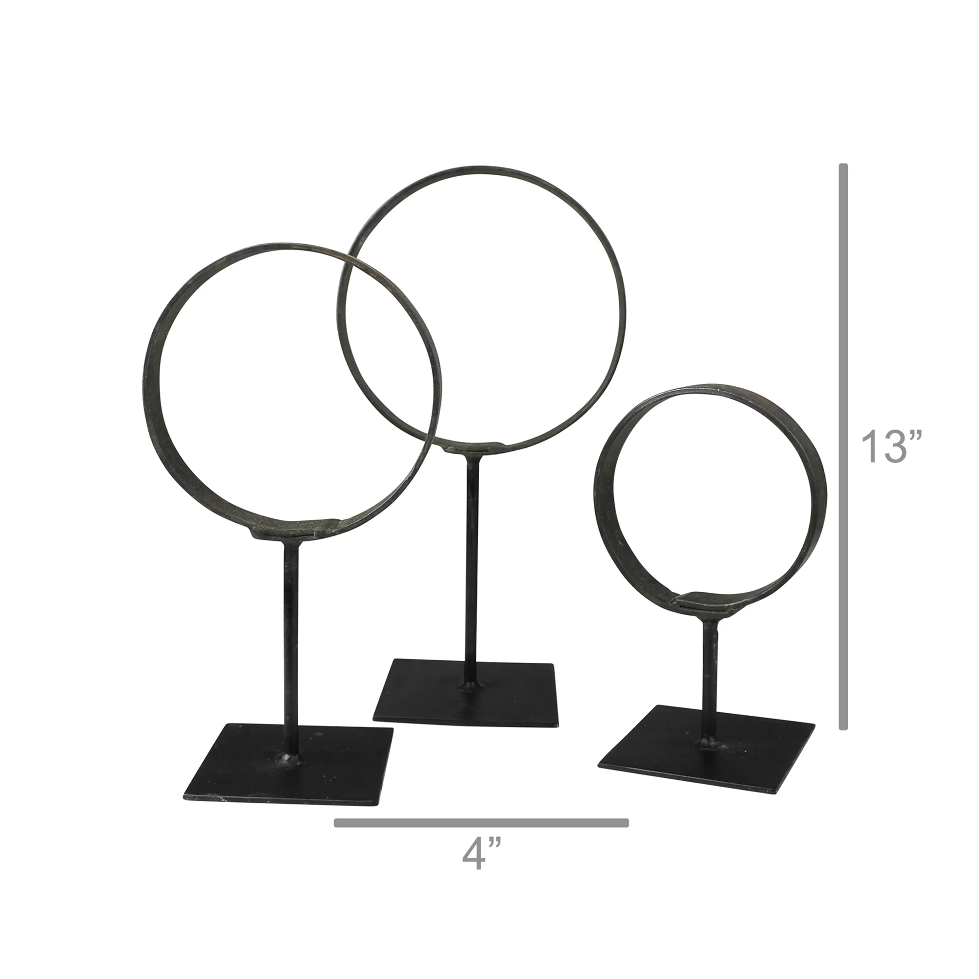 Cerro Rings on Stand, Iron - Set of 3 By HomArt - Image 3