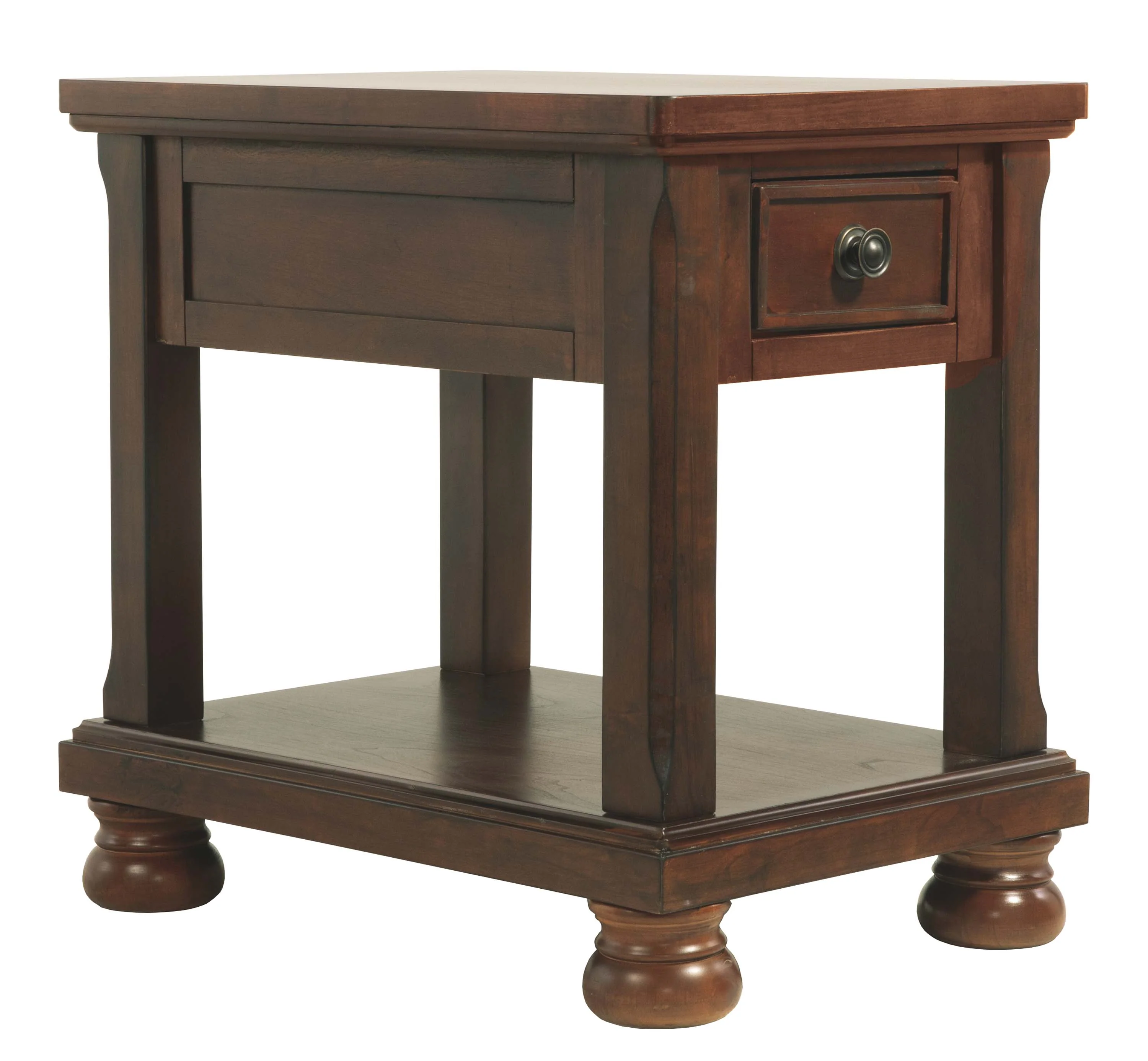 Chair Side End Table With 1 Drawer And Fixed Base Shelf, Brown By Benzara - Image 2