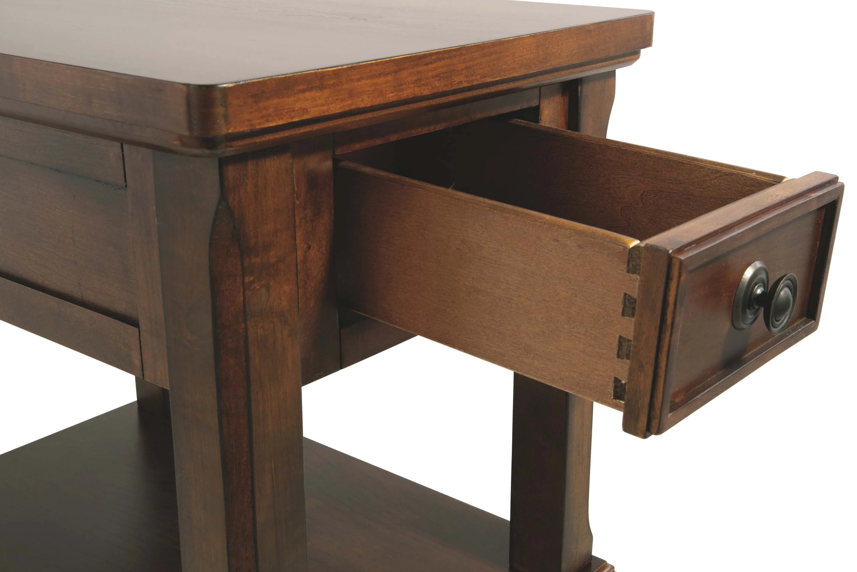 Chair Side End Table With 1 Drawer And Fixed Base Shelf, Brown By Benzara - Image 4