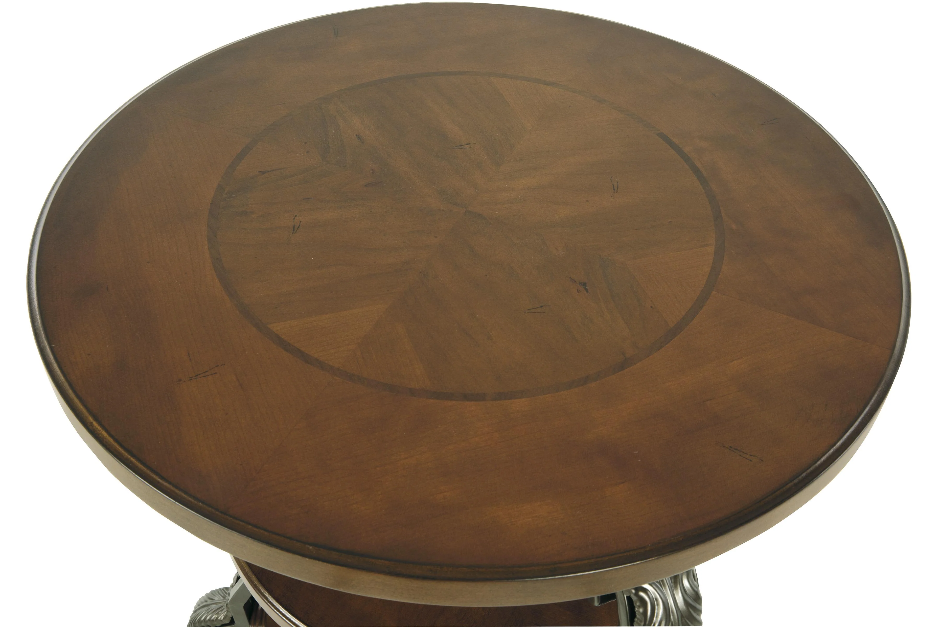 Chair Side End Table With 2 Open Shelves And Scrolled Metal Base, Brown By Benzara - Image 4