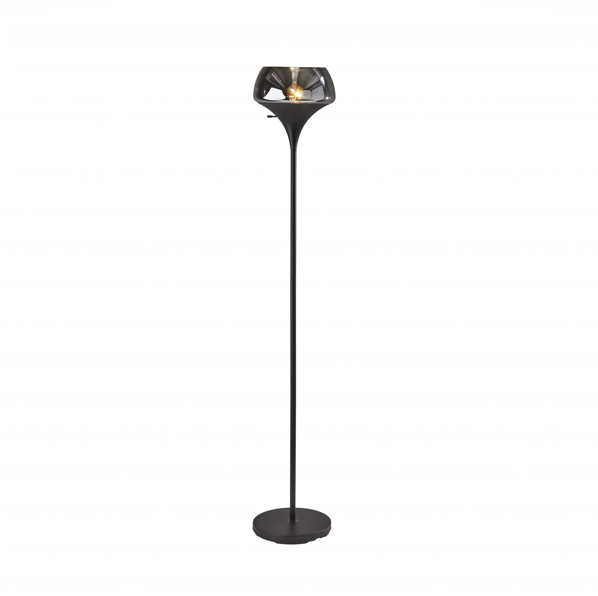 Chalice Mixed Material Torchiere With Black Metal Smoked Glass - Image 2