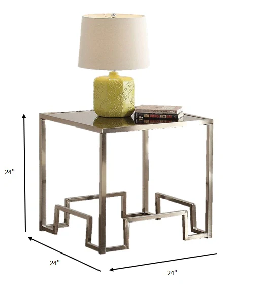 Champagne and Clear Glass End Table By Homeroots - Image 3