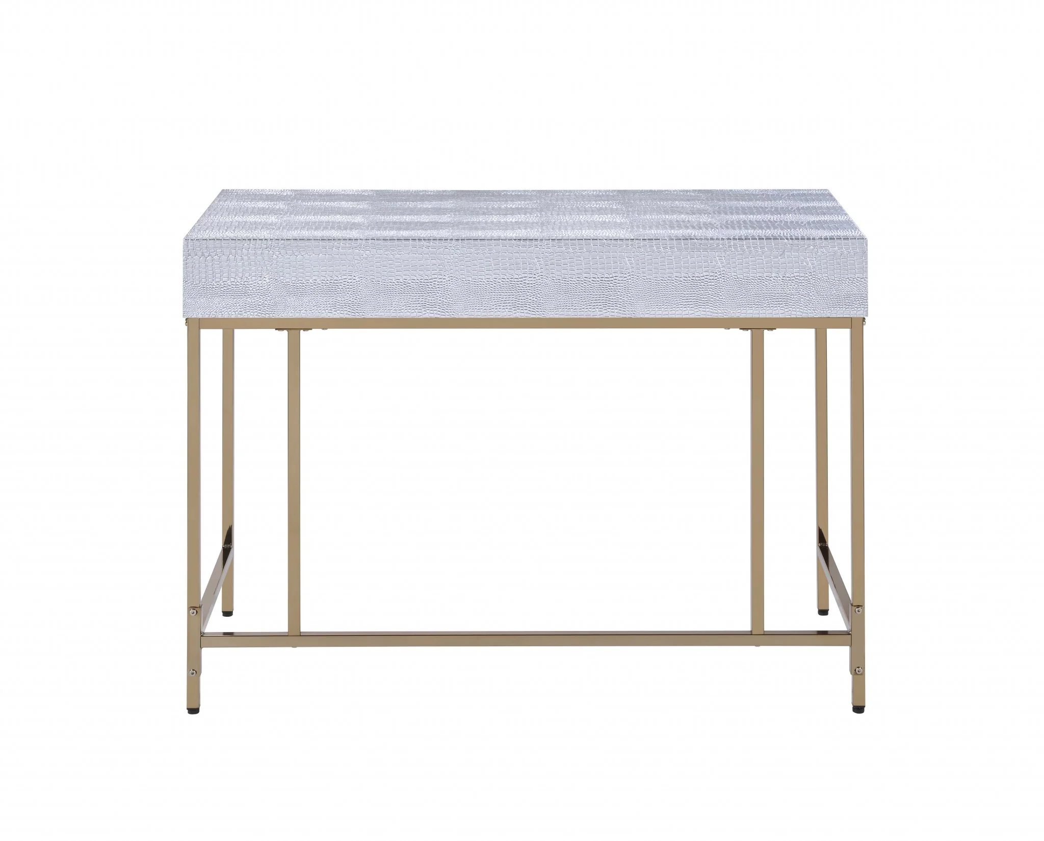 Champagne And Silver Metal Tube Desk By Homeroots - Image 4