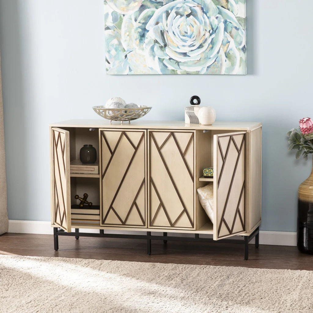 Champagne Deco Buffet Storage Cabinet By Homeroots - Image 3