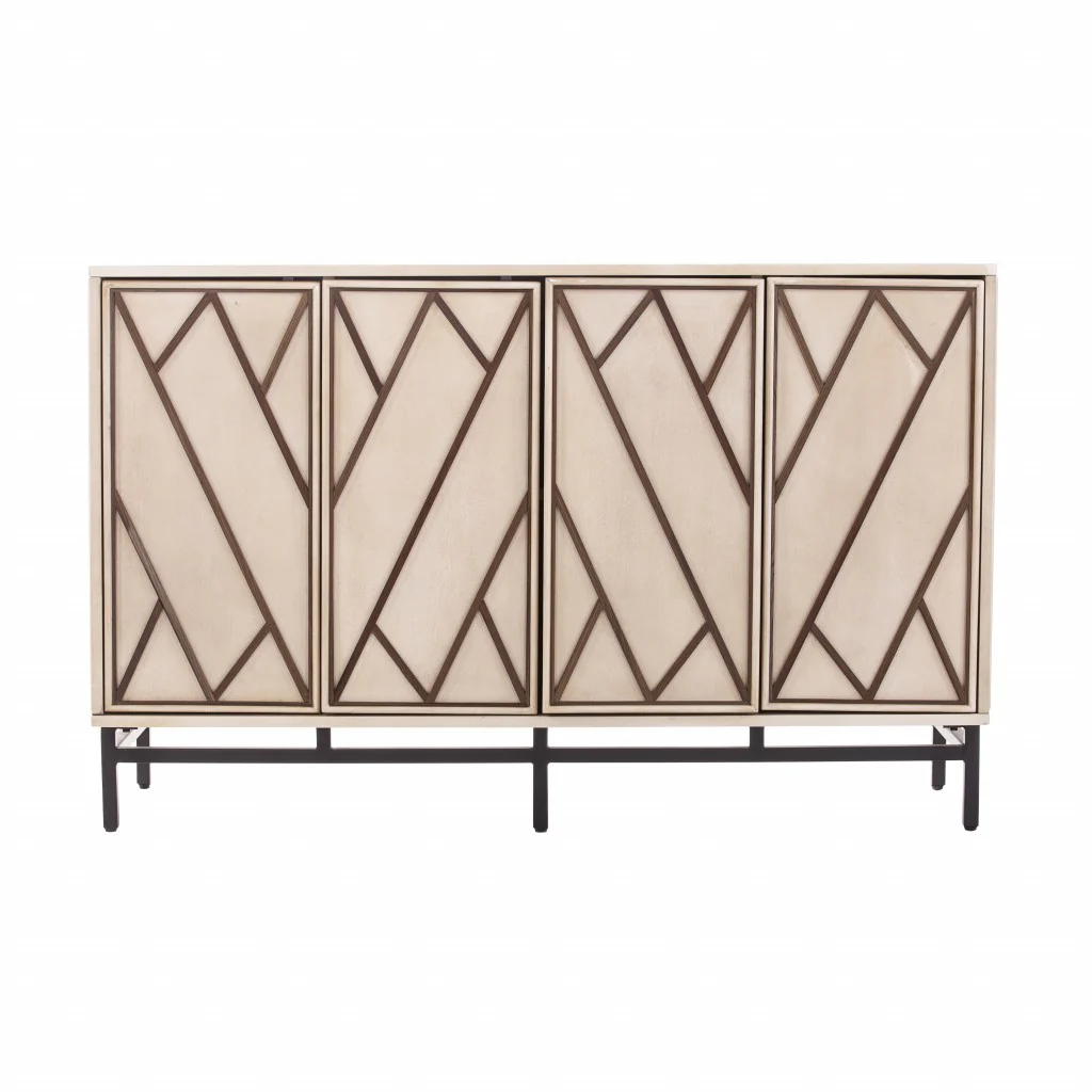 Champagne Deco Buffet Storage Cabinet By Homeroots - Image 4