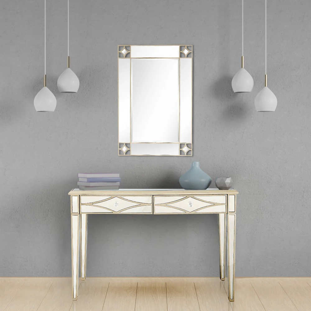 Champagne Finish Console Mirror Table By Homeroots - Image 3