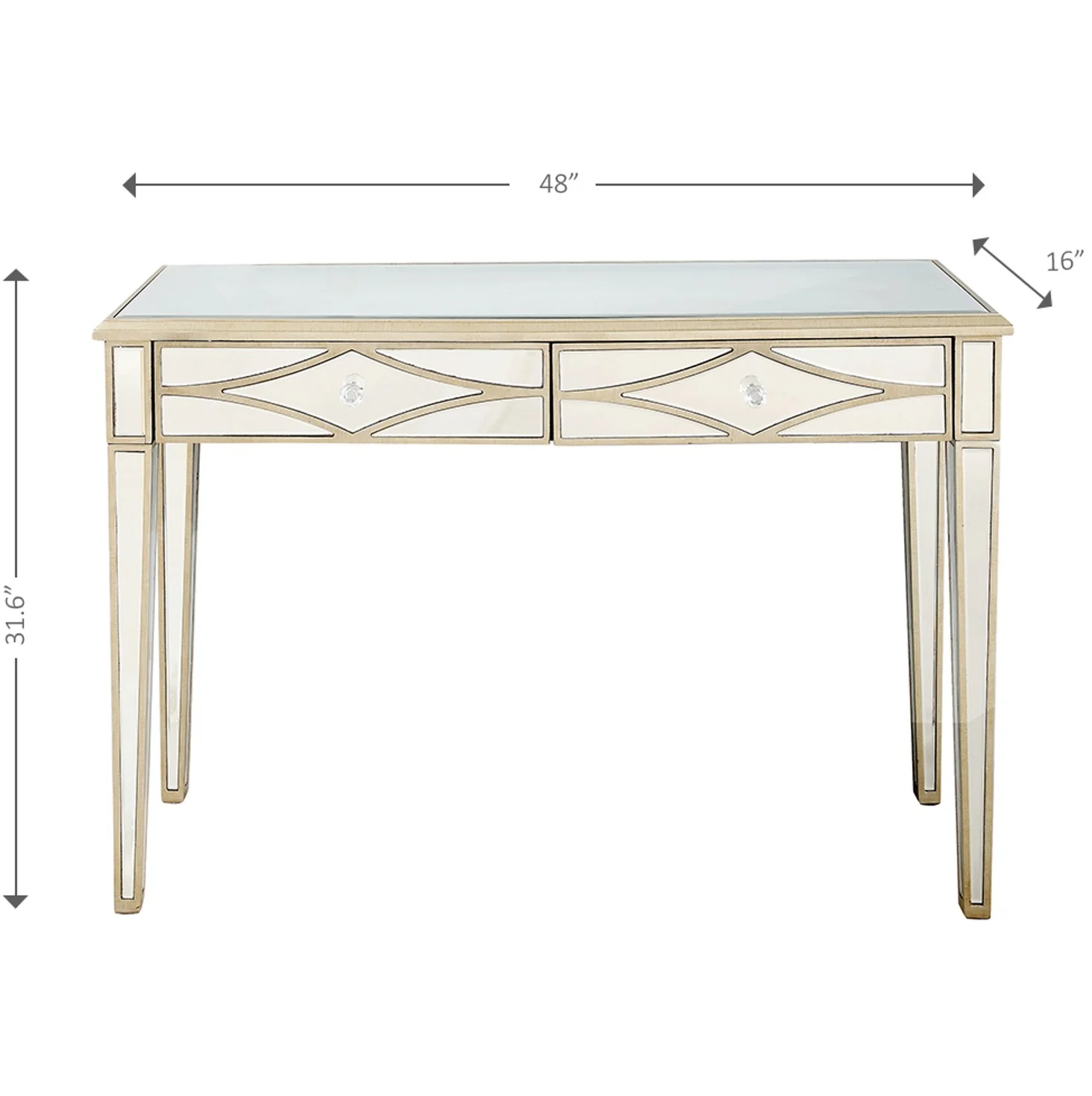Champagne Finish Console Mirror Table By Homeroots - Image 4