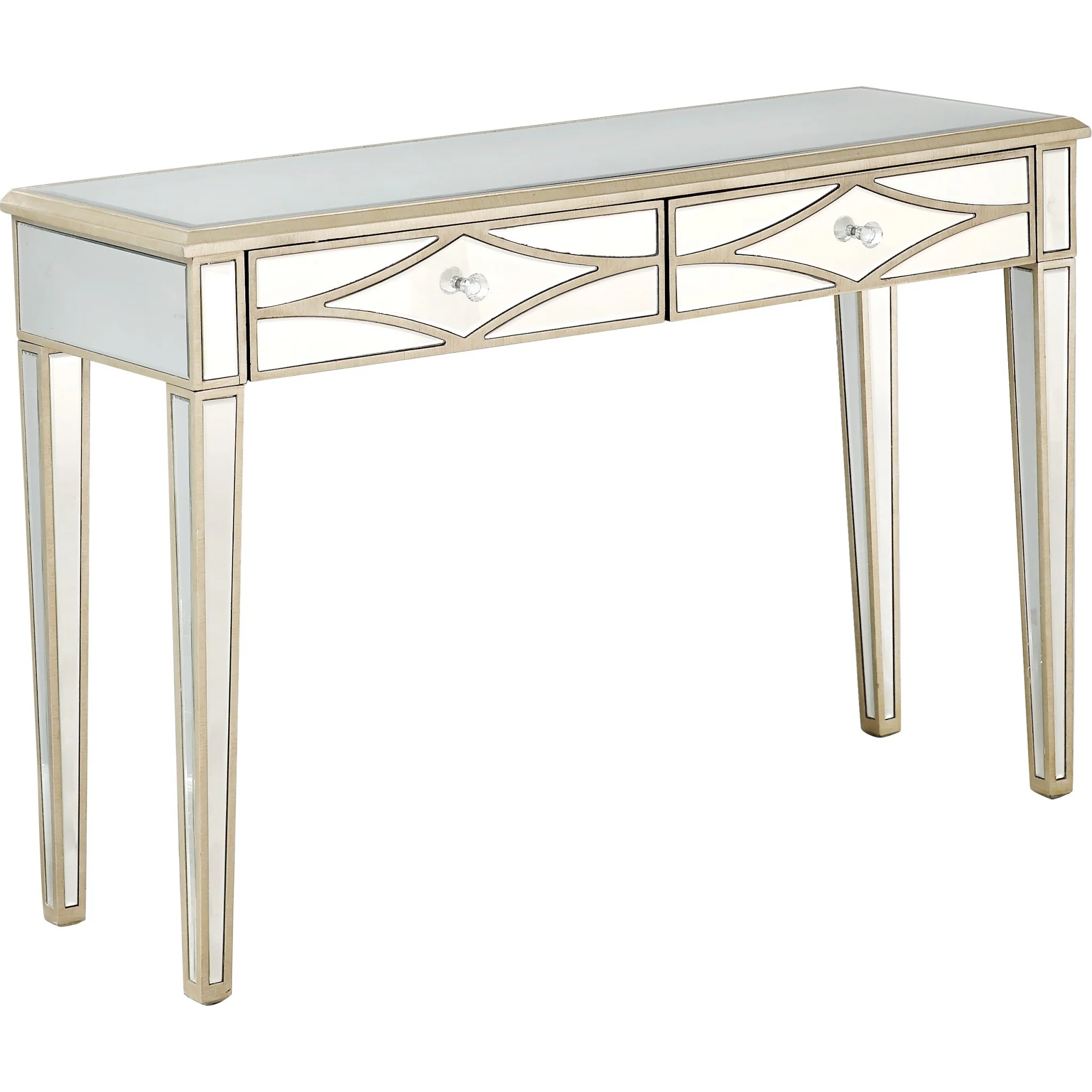 Champagne Finish Console Mirror Table By Homeroots - Image 5
