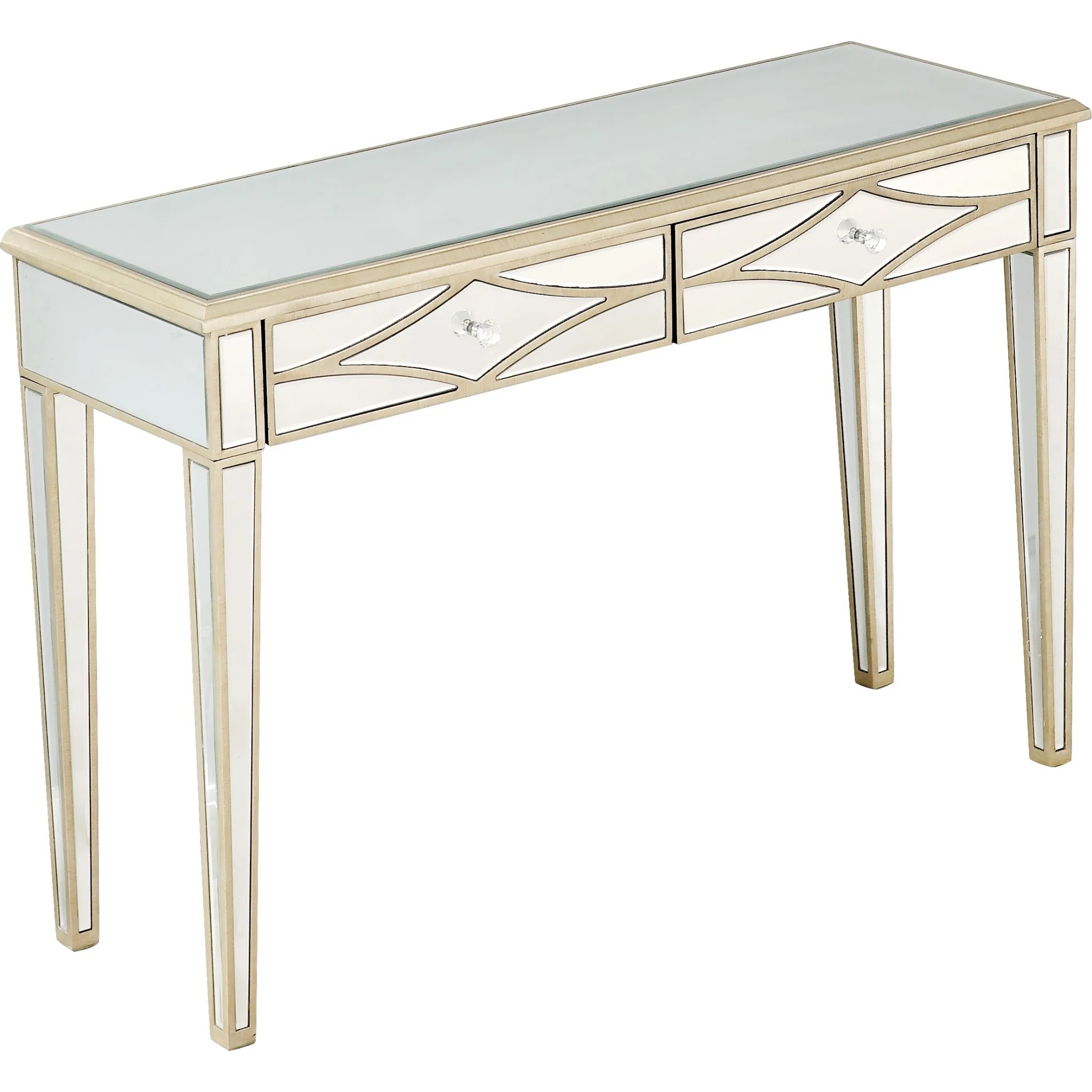 Champagne Finish Console Mirror Table By Homeroots - Image 6