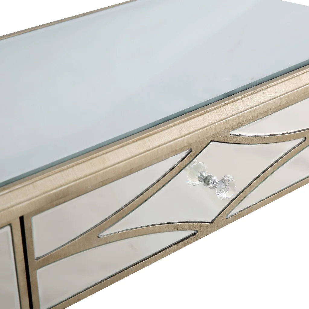 Champagne Finish Console Mirror Table By Homeroots - Image 8
