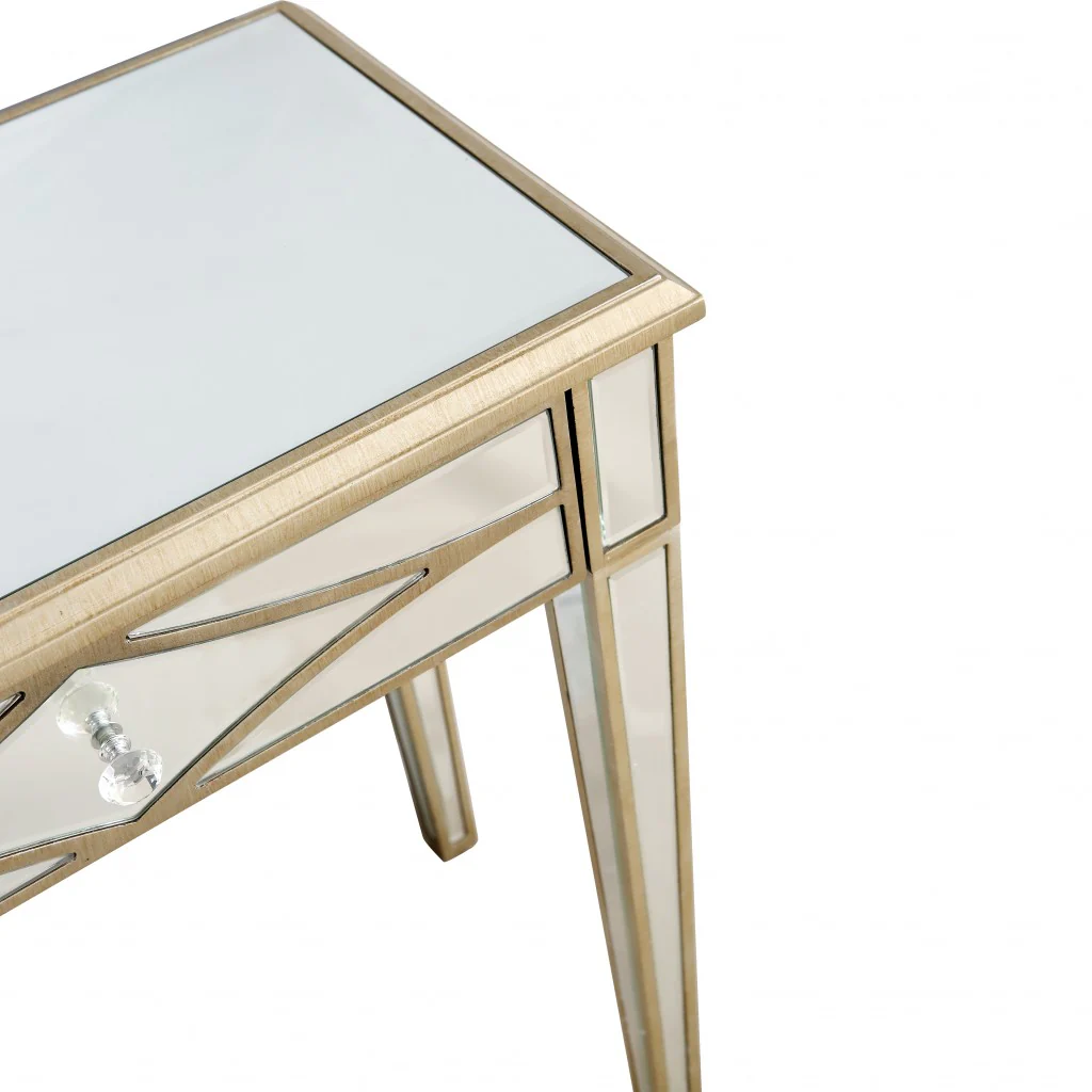 Champagne Finish Console Mirror Table By Homeroots - Image 9