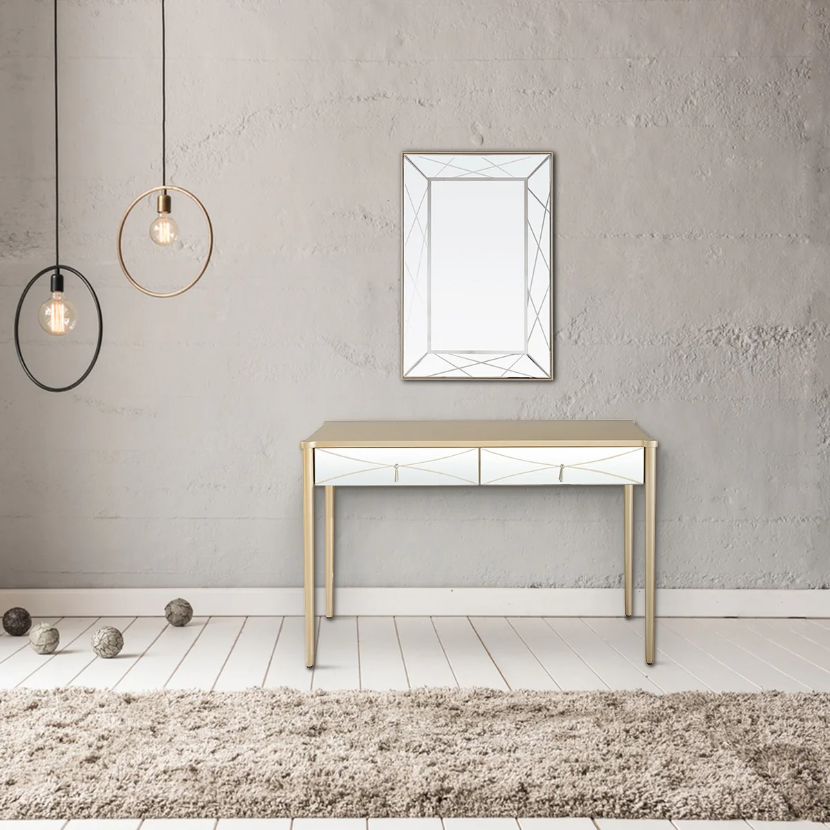 Champagne Finish Console Table By Homeroots - Image 8