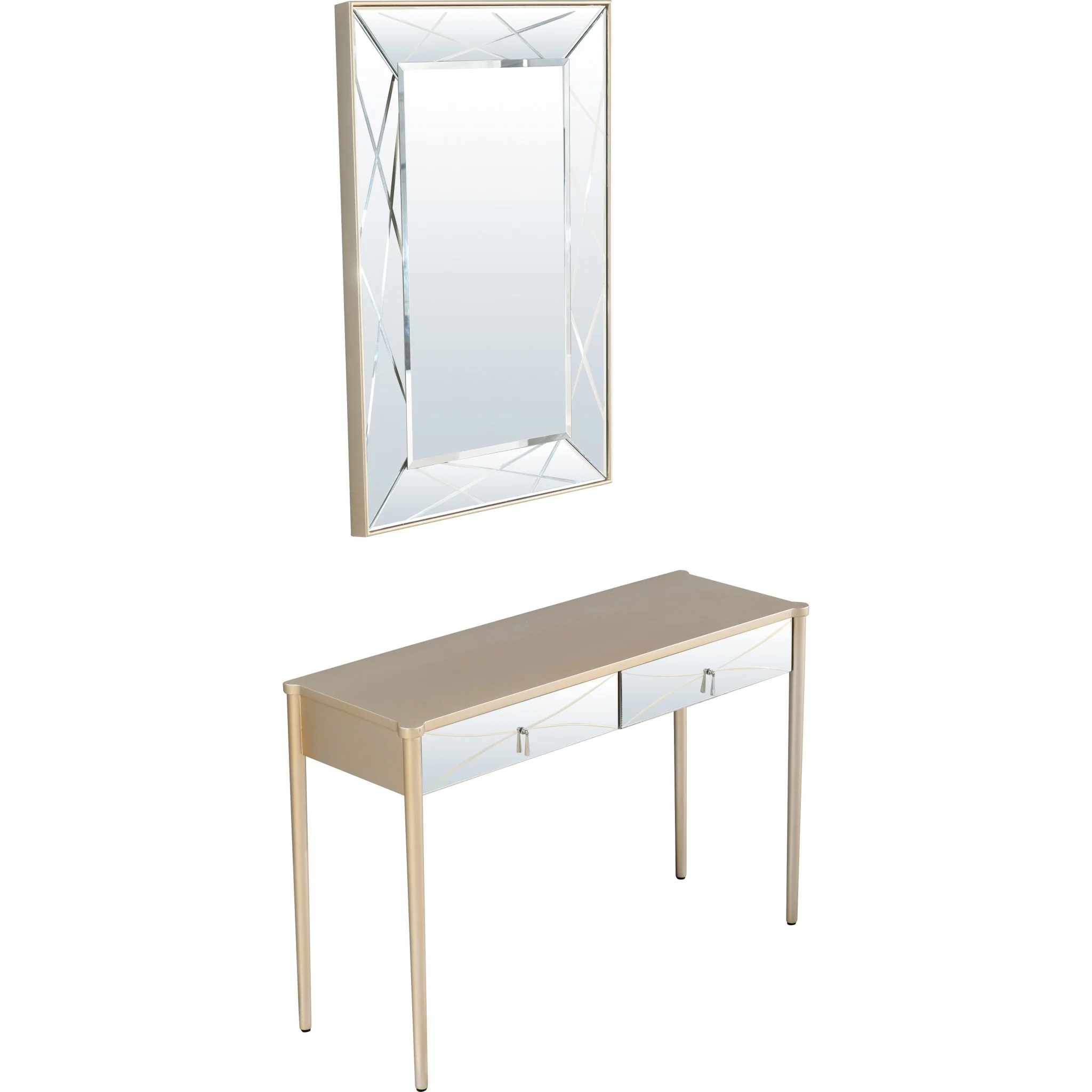 Champagne Finish Mirror and Console Table By Homeroots - 396817 - Image 4