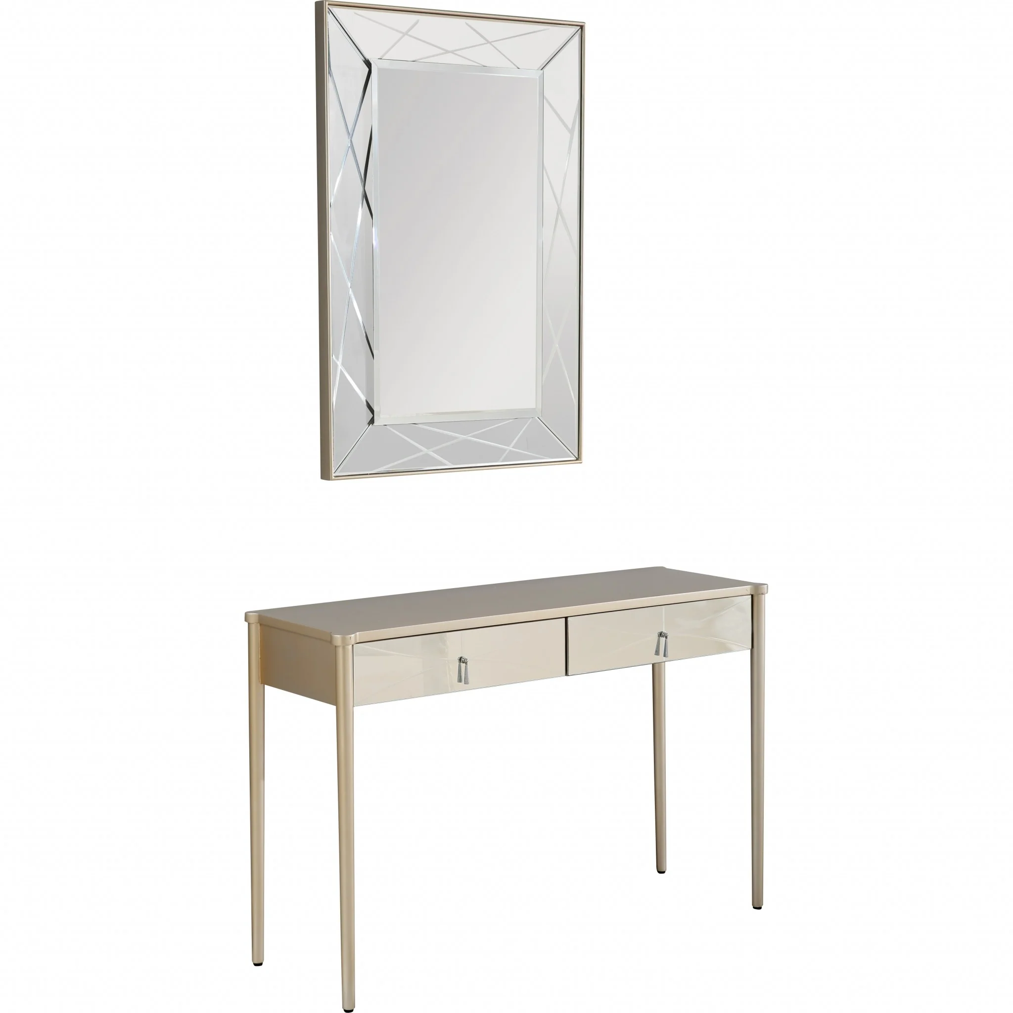 Champagne Finish Mirror and Console Table By Homeroots - 396817 - Image 5