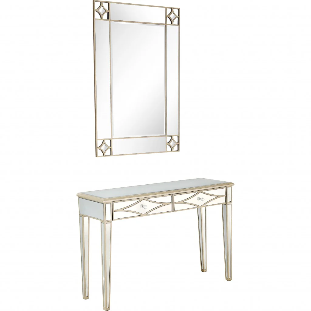 Champagne Finish Mirror and Console Table By Homeroots - 396827 - Image 4