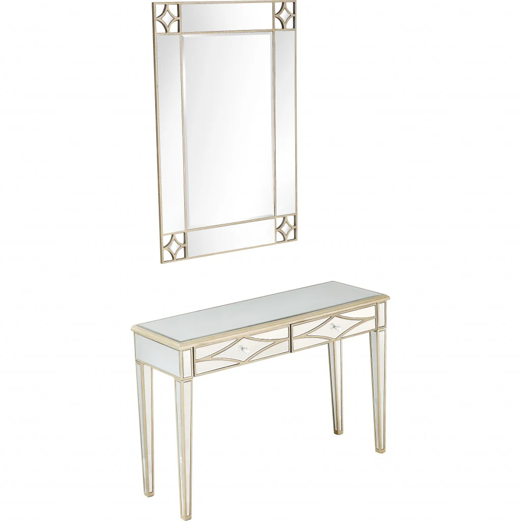 Champagne Finish Mirror and Console Table By Homeroots - 396827 - Image 5
