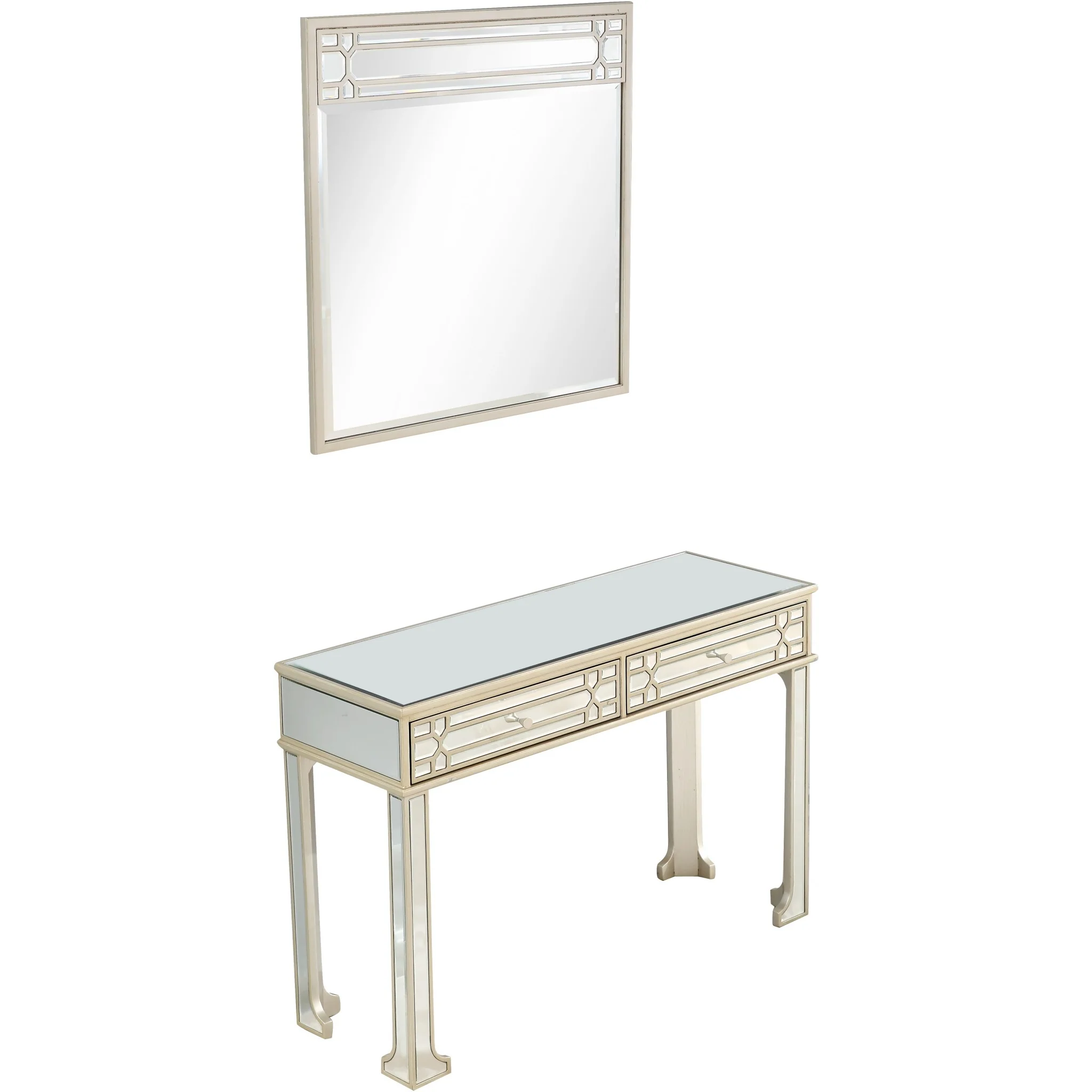 Champagne Finish Mirror and Console Table By Homeroots - 396829 - Image 3