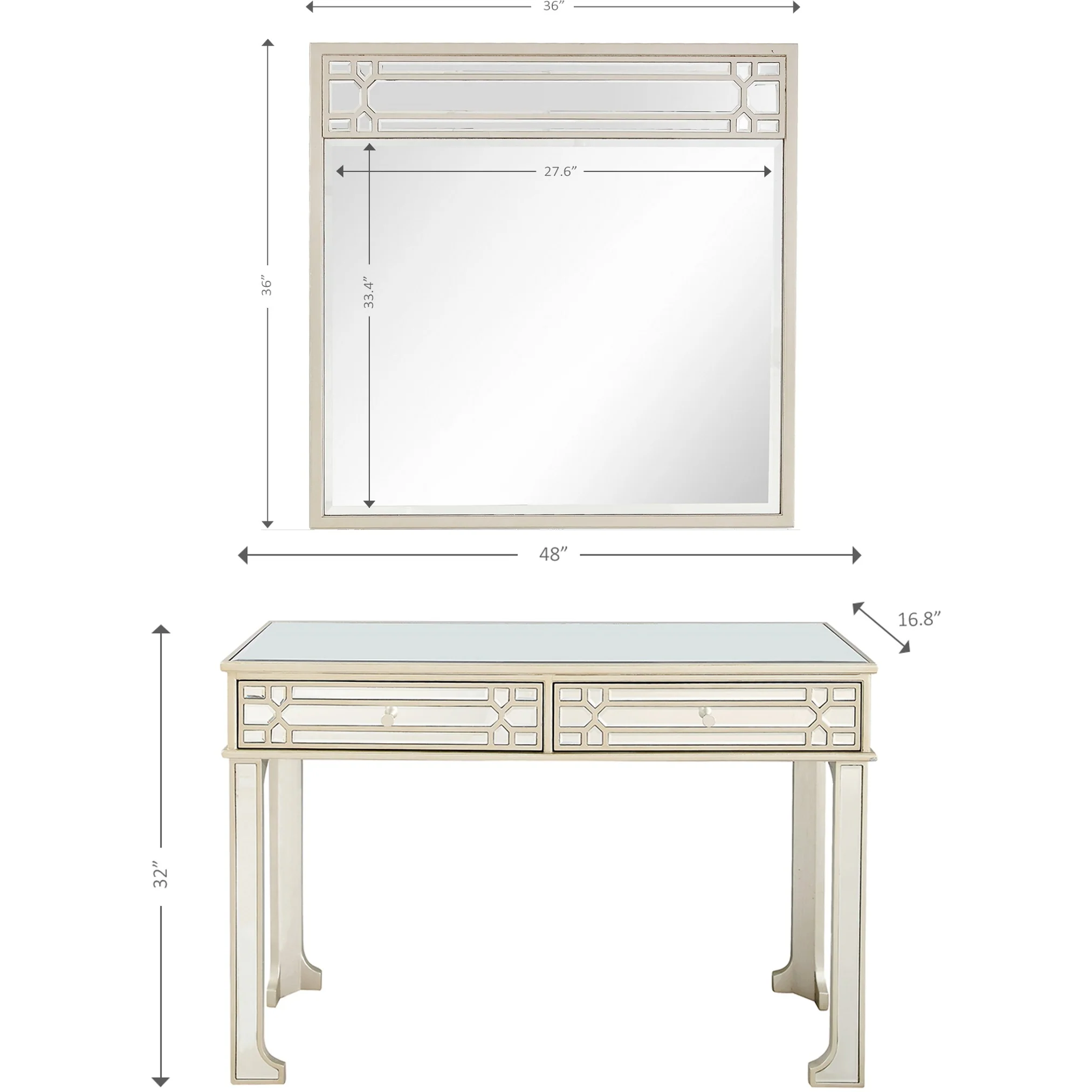 Champagne Finish Mirror and Console Table By Homeroots - 396829 - Image 8
