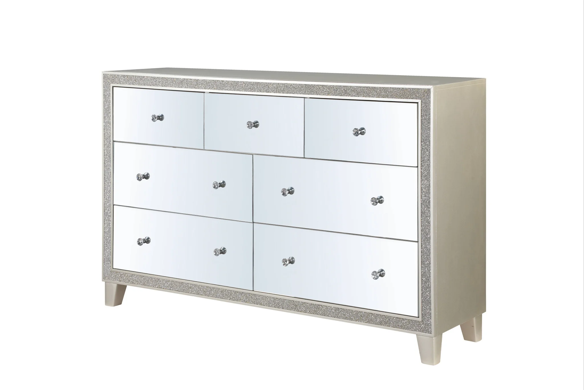 Champagne Solid and Manufactured Wood Mirrored Seven Drawer Triple Dresser By Homeroots - Image 2