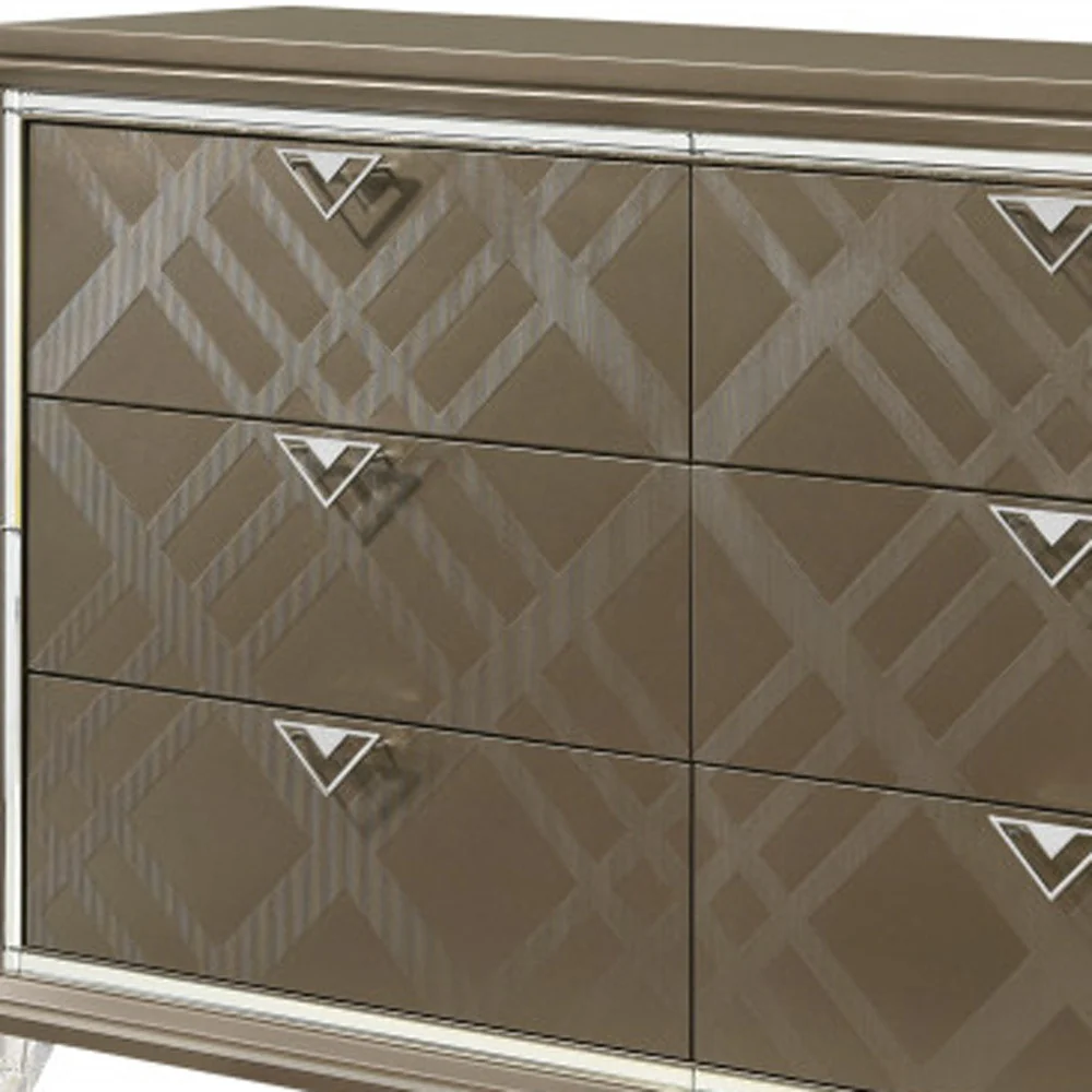 Champagne Solid and Manufactured Wood Six Drawer Double Dresser By Homeroots - Image 3