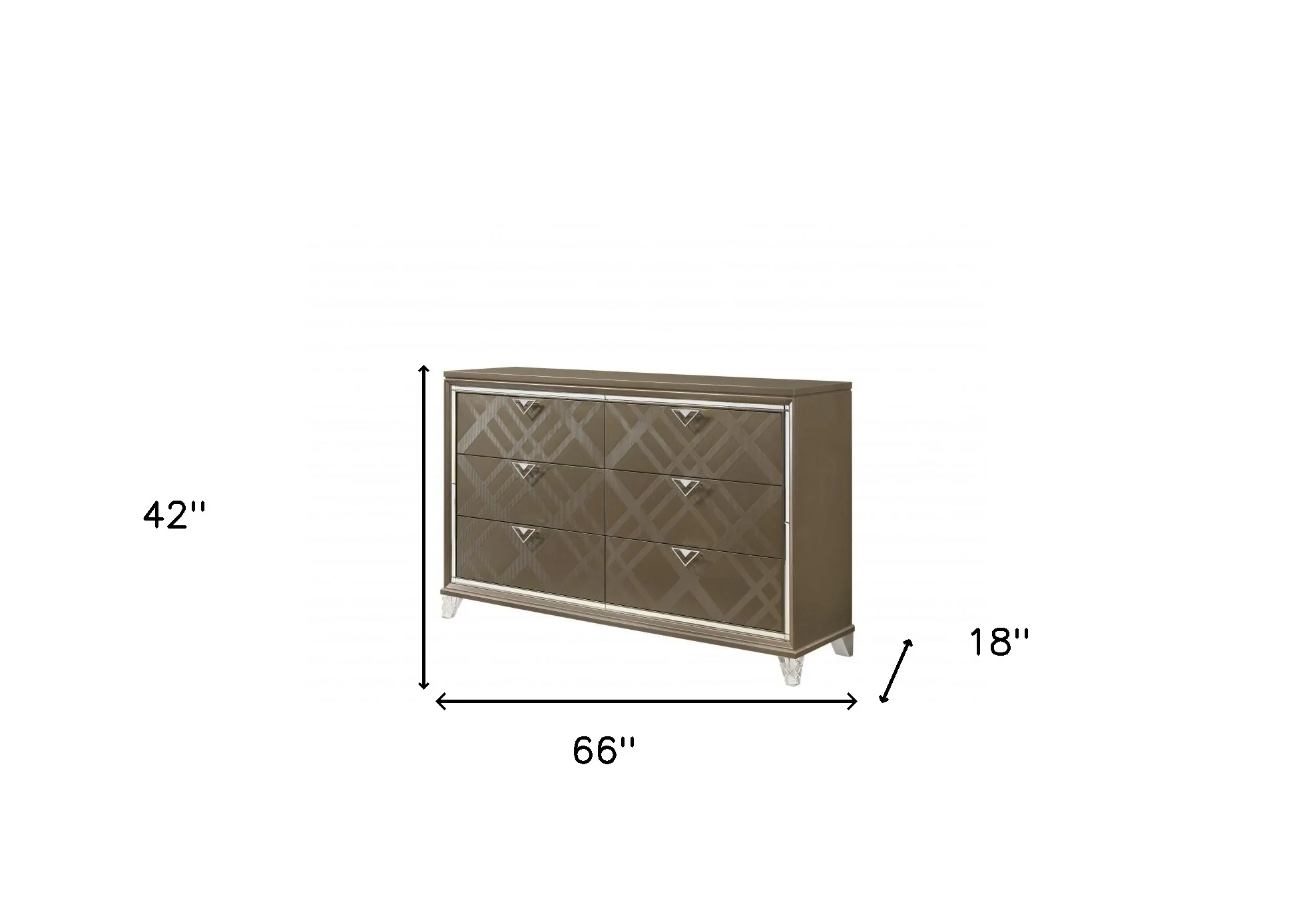 Champagne Solid and Manufactured Wood Six Drawer Double Dresser By Homeroots - Image 5