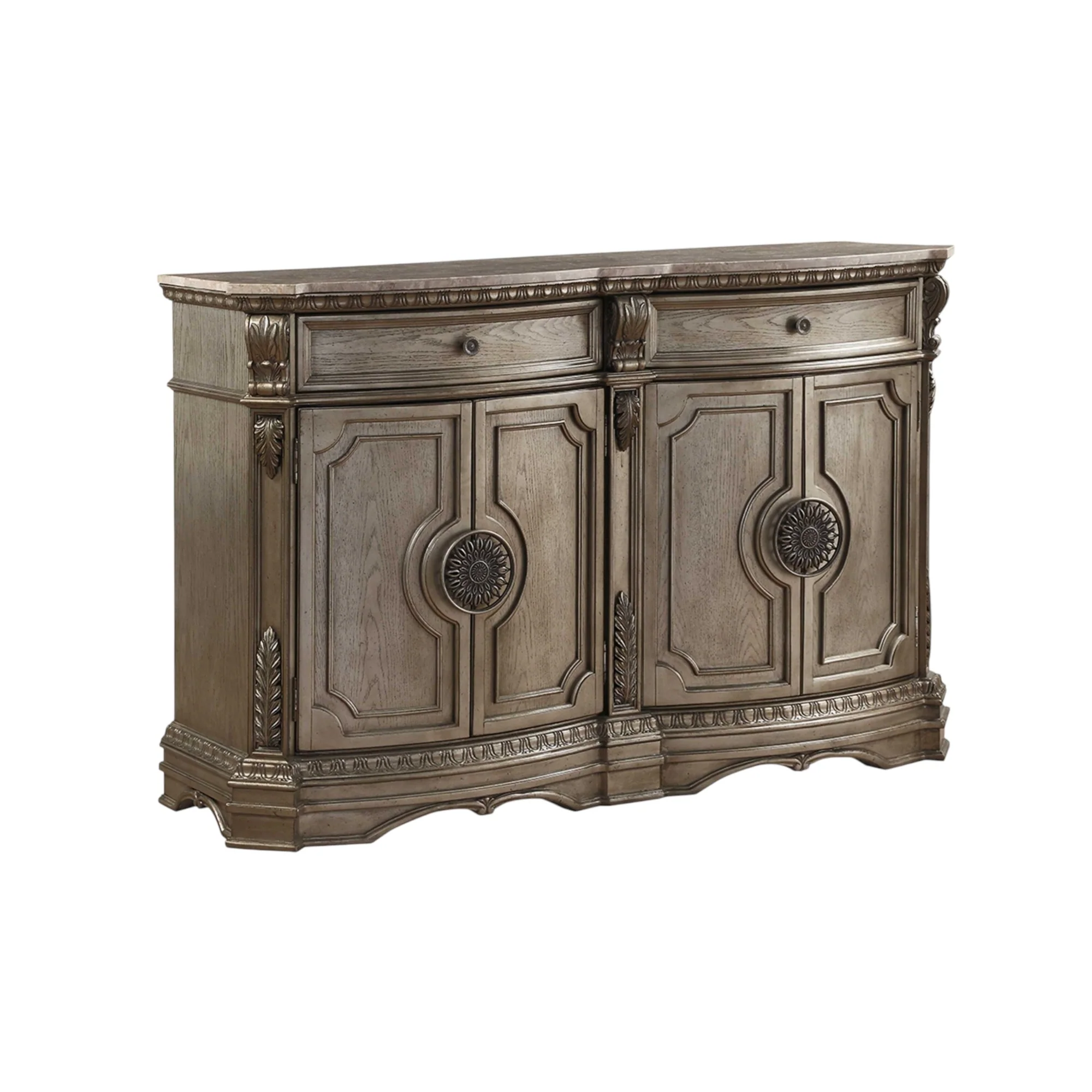 Champagne Solid Wood Two Drawer Server By Homeroots - Image 2