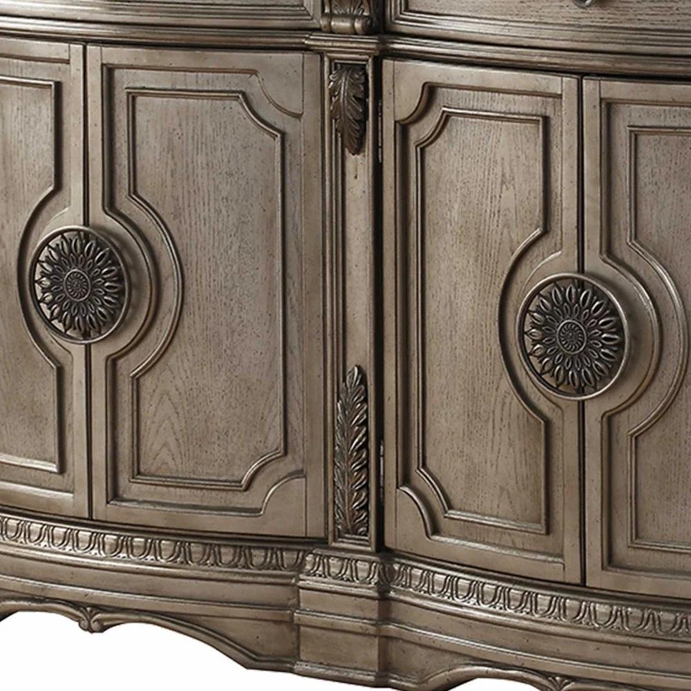Champagne Solid Wood Two Drawer Server By Homeroots - Image 4