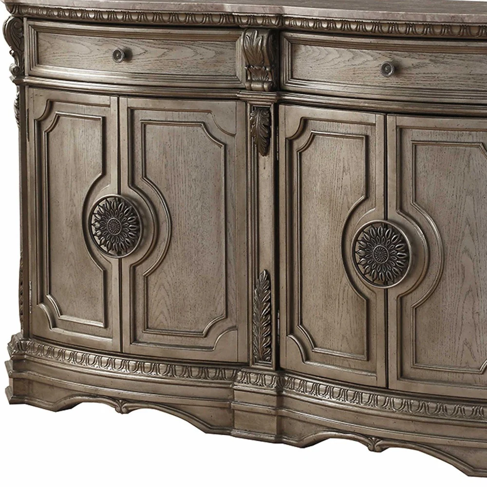 Champagne Solid Wood Two Drawer Server By Homeroots - Image 5