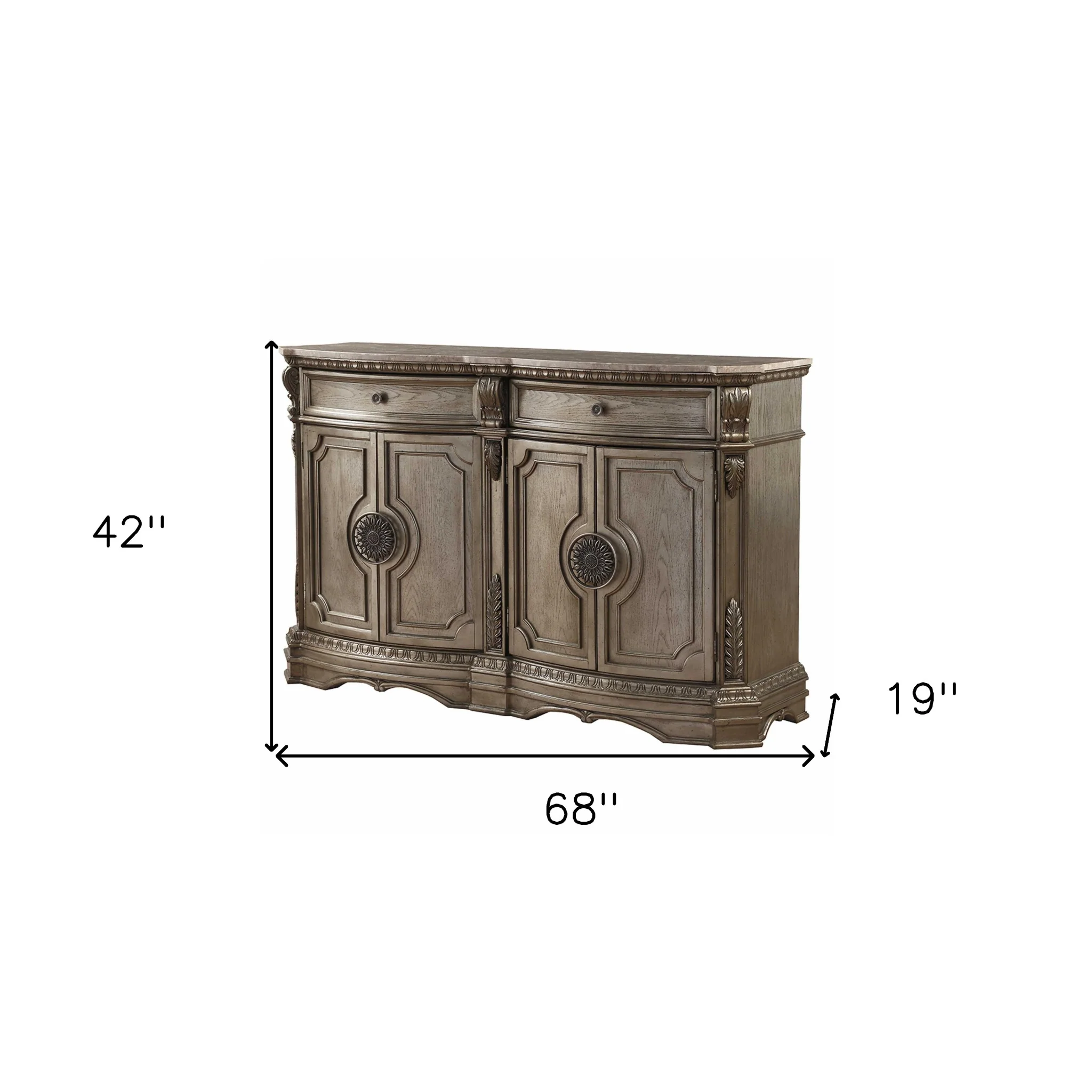 Champagne Solid Wood Two Drawer Server By Homeroots - Image 6