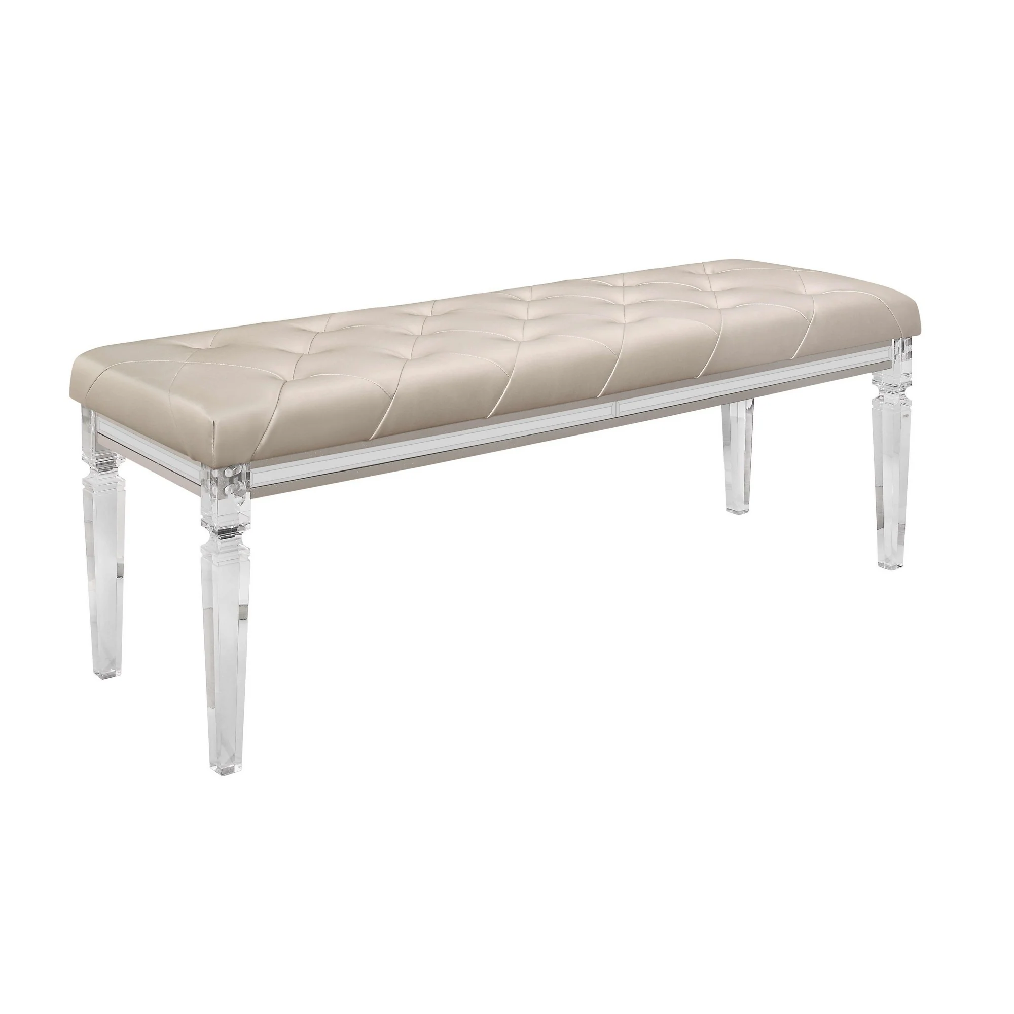 Champagne Toned Bench with Tapered Acrylic Legs By Homeroots - Image 2