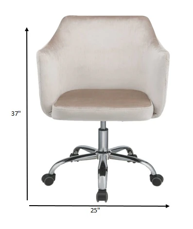 Champagne Velvet Office Chair By Homeroots - Image 5
