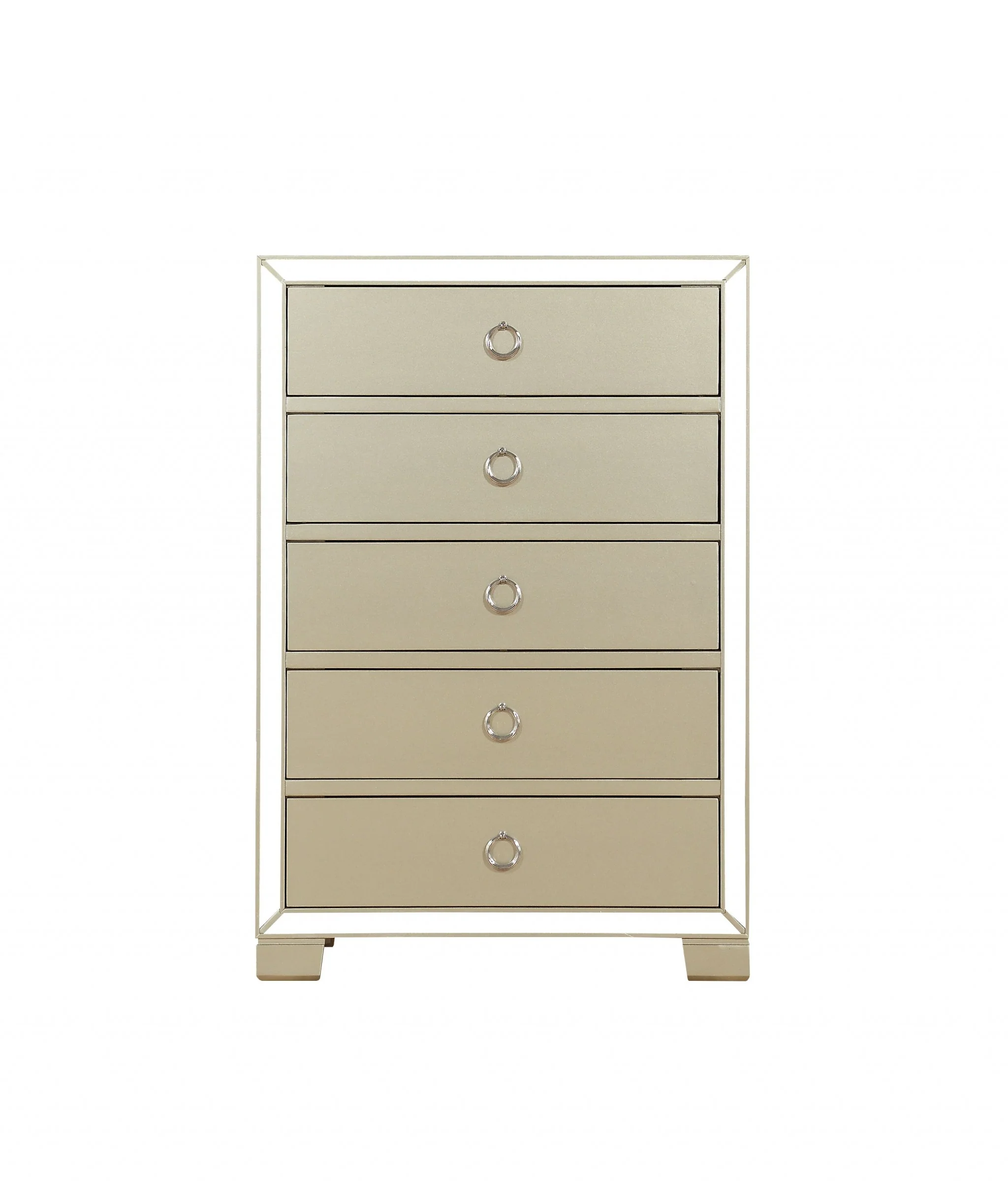 Champagne Wood Mirror Veneer Chest By Homeroots - Image 2