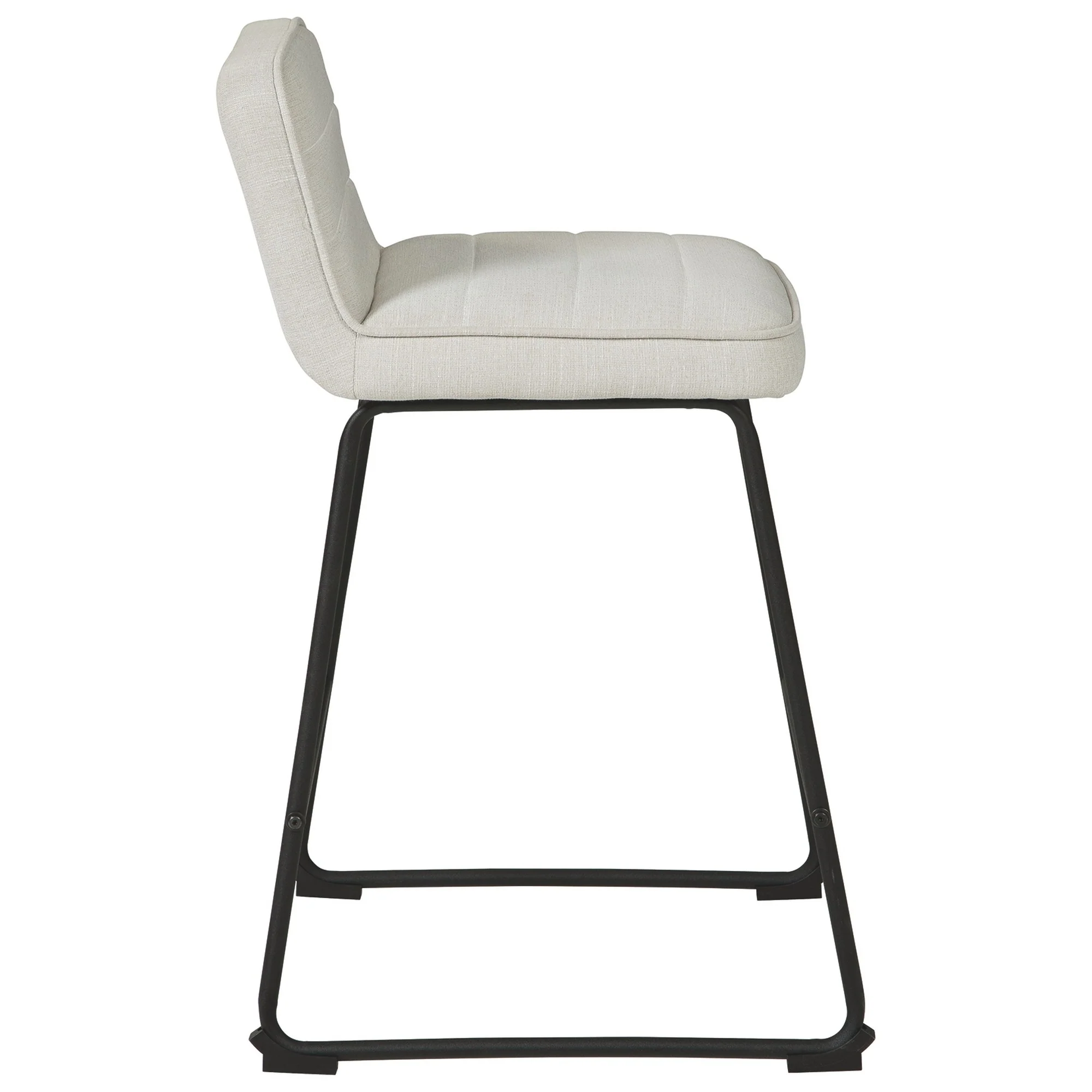 Channel Stitched Low Back Fabric Barstool With Sled Base Set Of 2 White By Benzara - Image 2