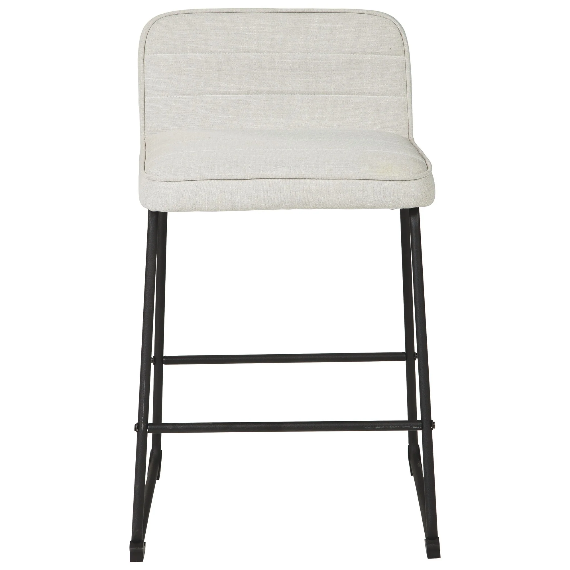 Channel Stitched Low Back Fabric Barstool With Sled Base Set Of 2 White By Benzara - Image 3