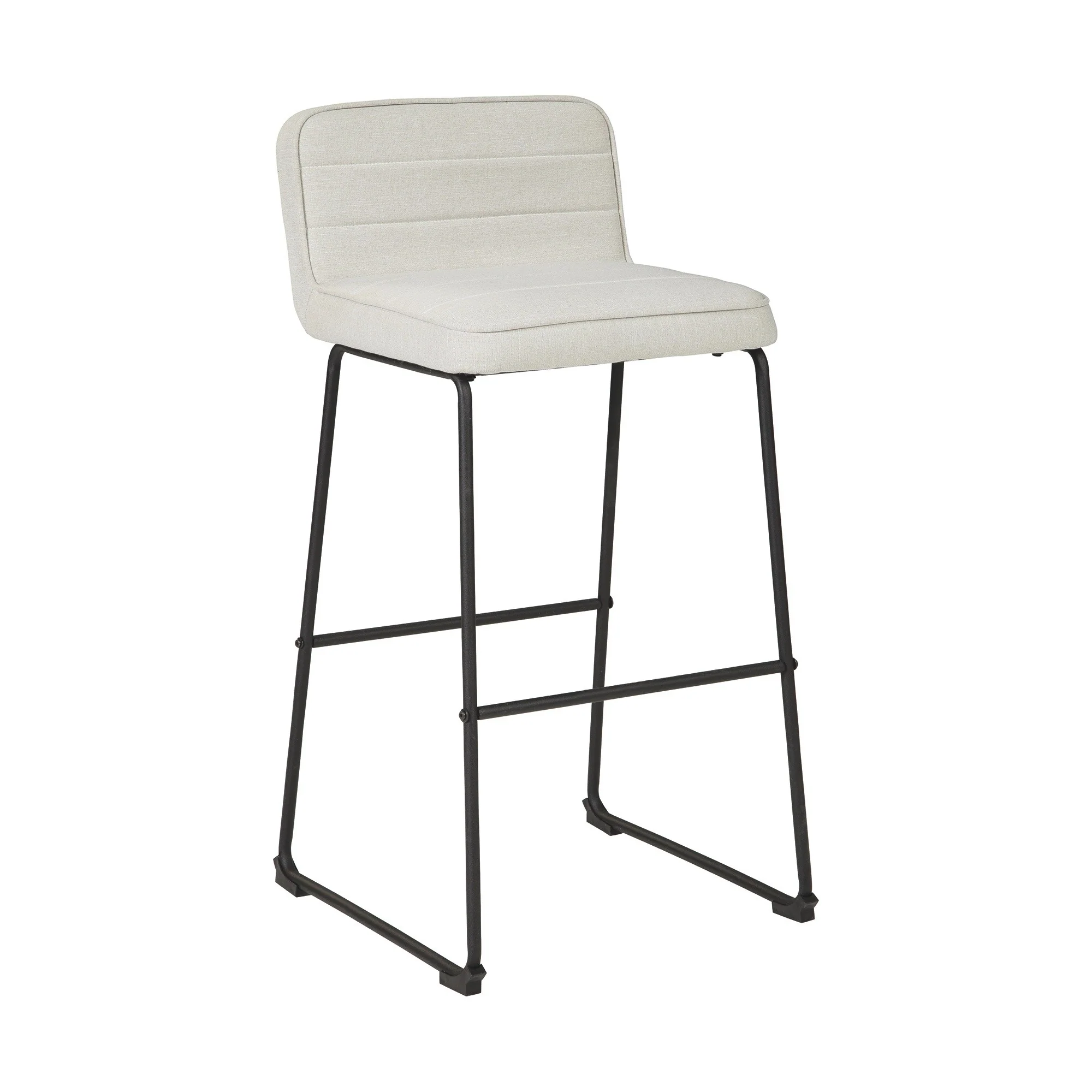 Channel Stitched Low Fabric Barstool With Sled Base Set Of 2 Gray By Benzara - Image 2
