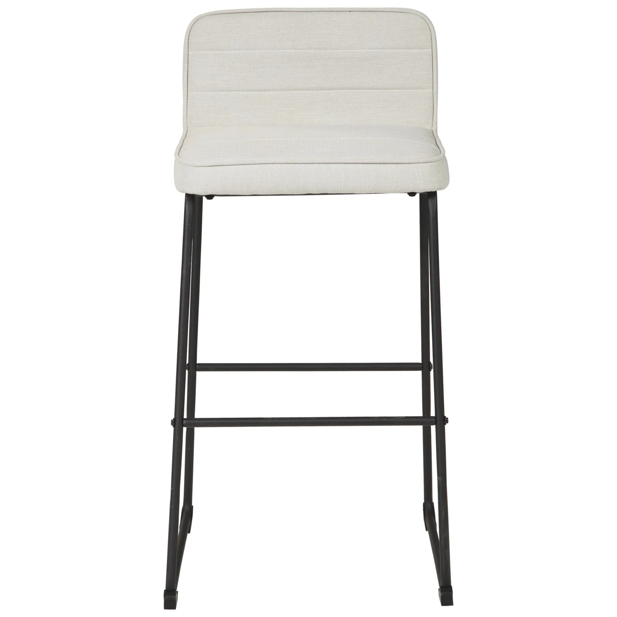Channel Stitched Low Fabric Barstool With Sled Base Set Of 2 Gray By Benzara - Image 3