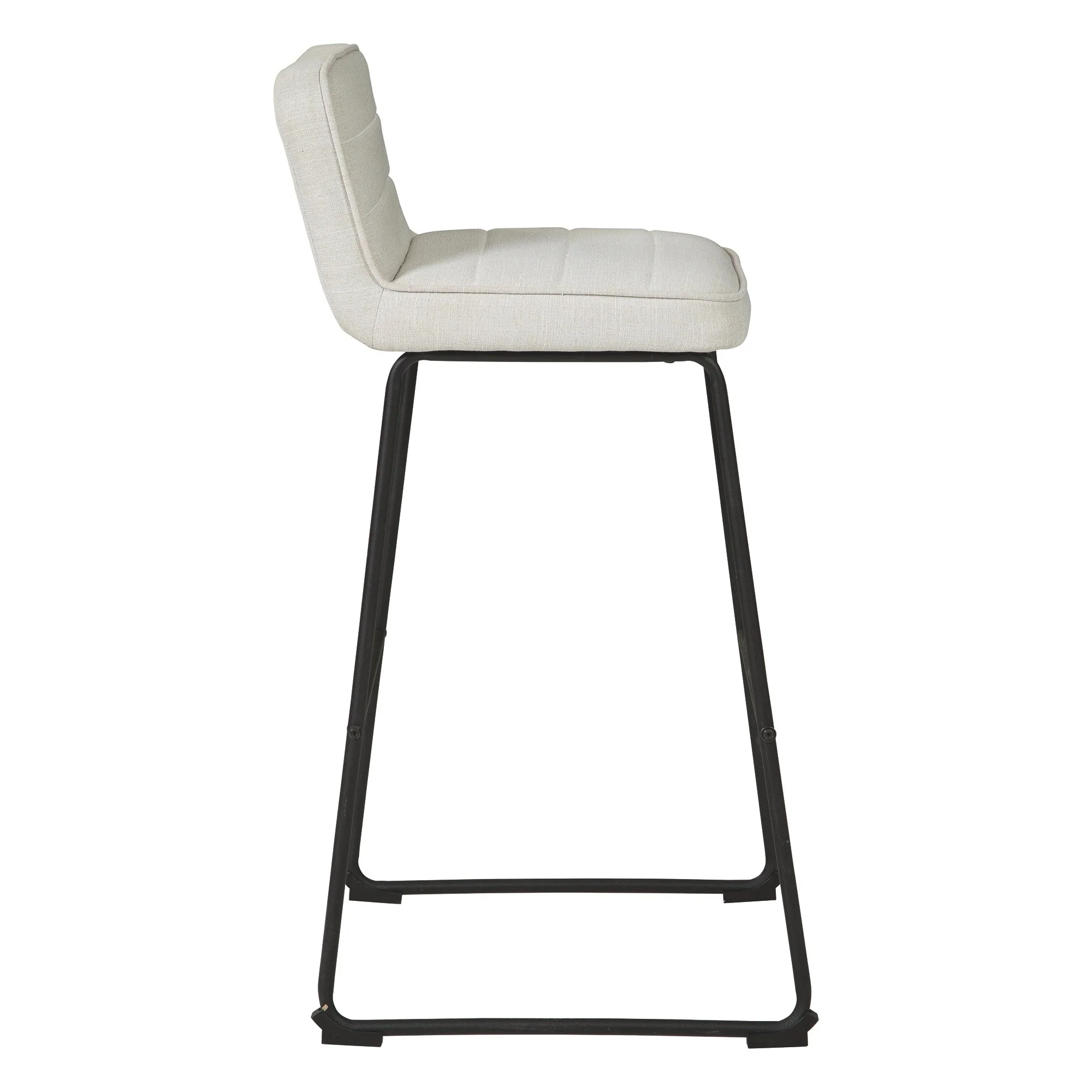 Channel Stitched Low Fabric Barstool With Sled Base Set Of 2 Gray By Benzara - Image 4