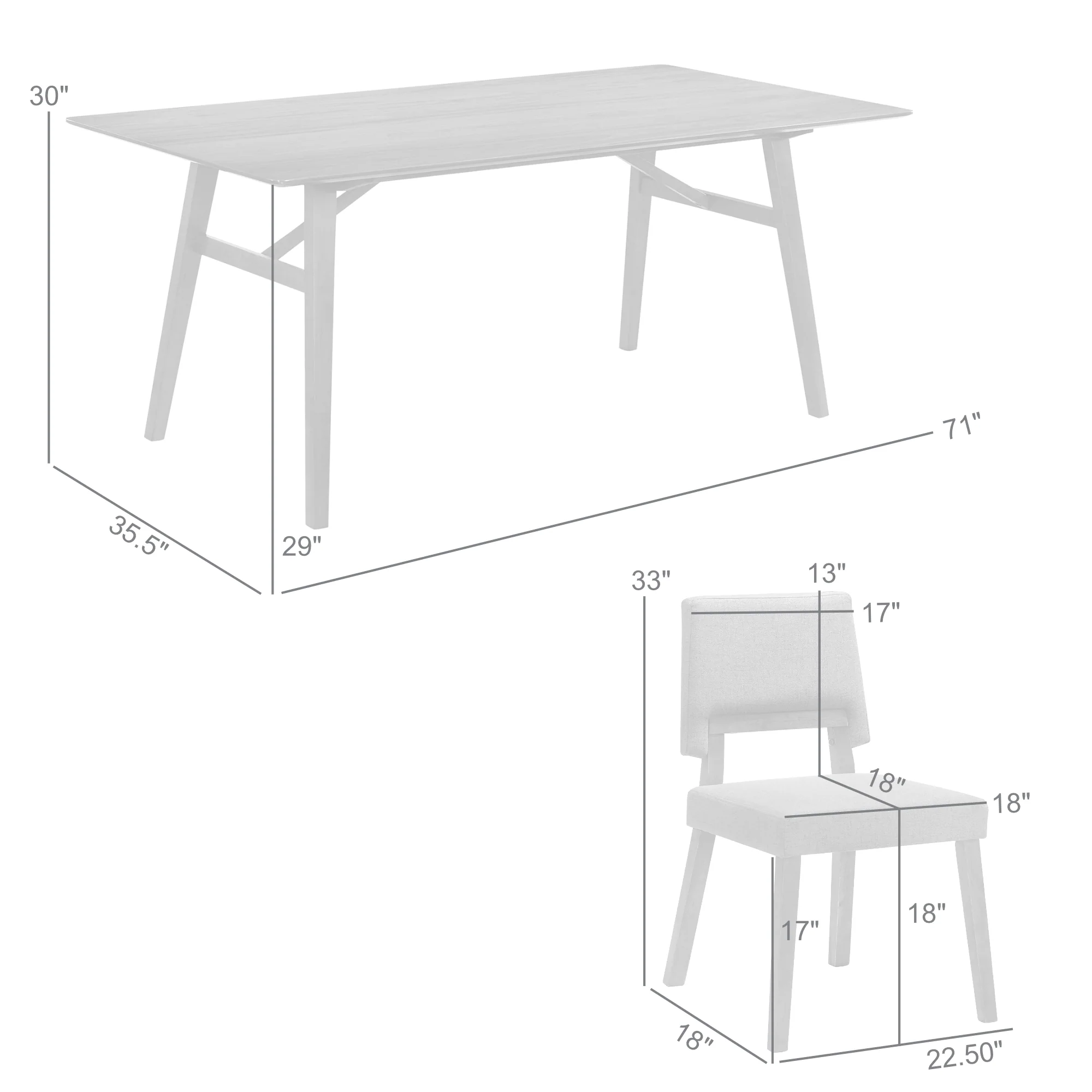 Channell 5 Piece Walnut Wood Dining Table Set with Charcoal Fabric By Armen Living - Image 10