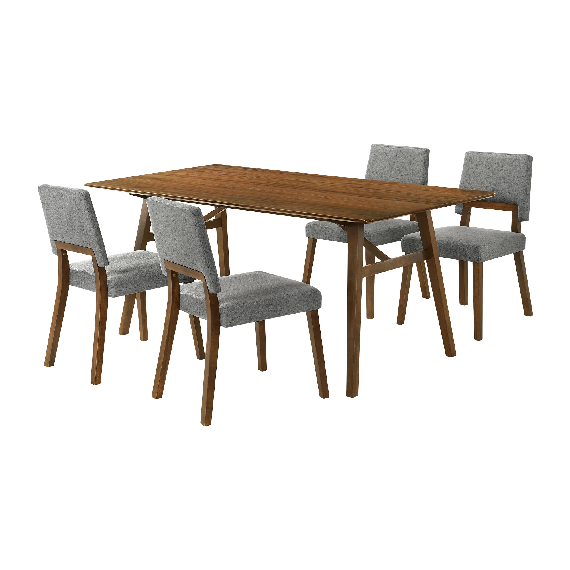 Channell 5 Piece Walnut Wood Dining Table Set with Charcoal Fabric By Armen Living - Image 2