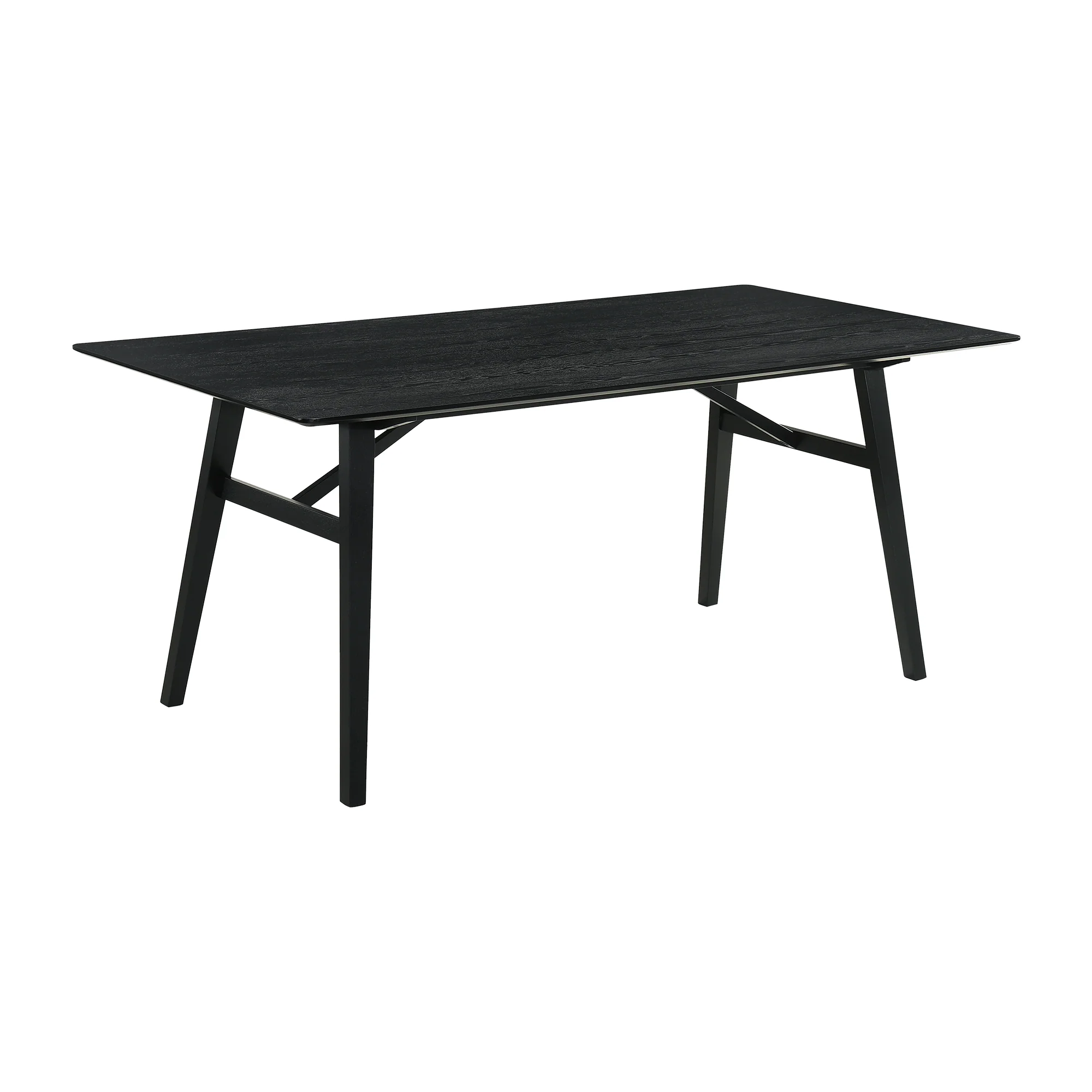 Channell 6 Piece Black Wood Dining Table Set with Bench in Charcoal Fabric By Armen Living - Image 5