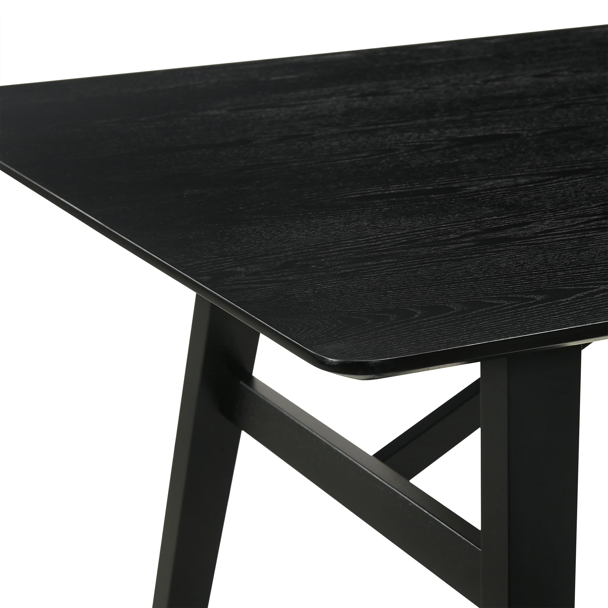 Channell 6 Piece Black Wood Dining Table Set with Bench in Charcoal Fabric By Armen Living - Image 8
